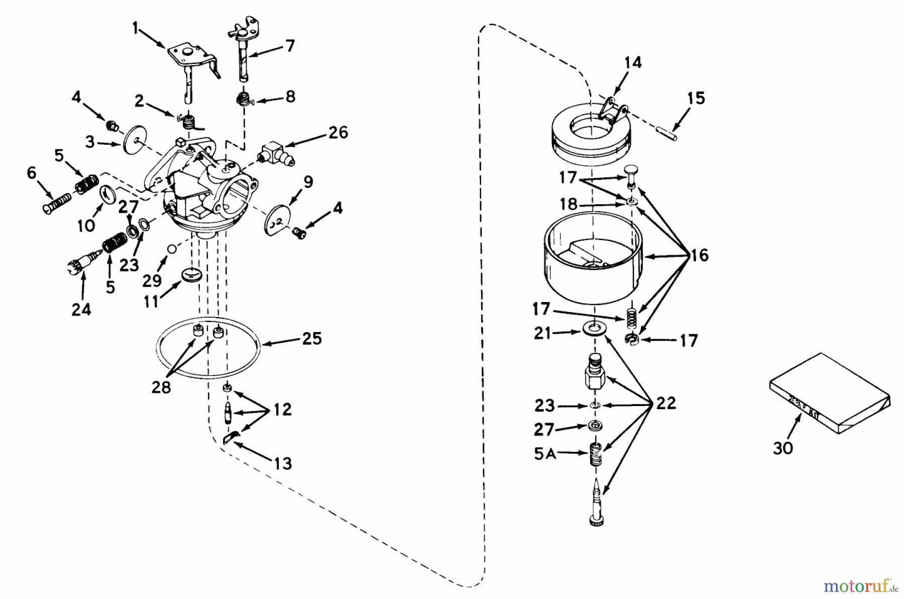  Toro Neu Mowers, Walk-Behind Seite 1 19444 - Toro Whirlwind Lawnmower, 1970 (0000001-0999999) CARBURETOR NO. 631585