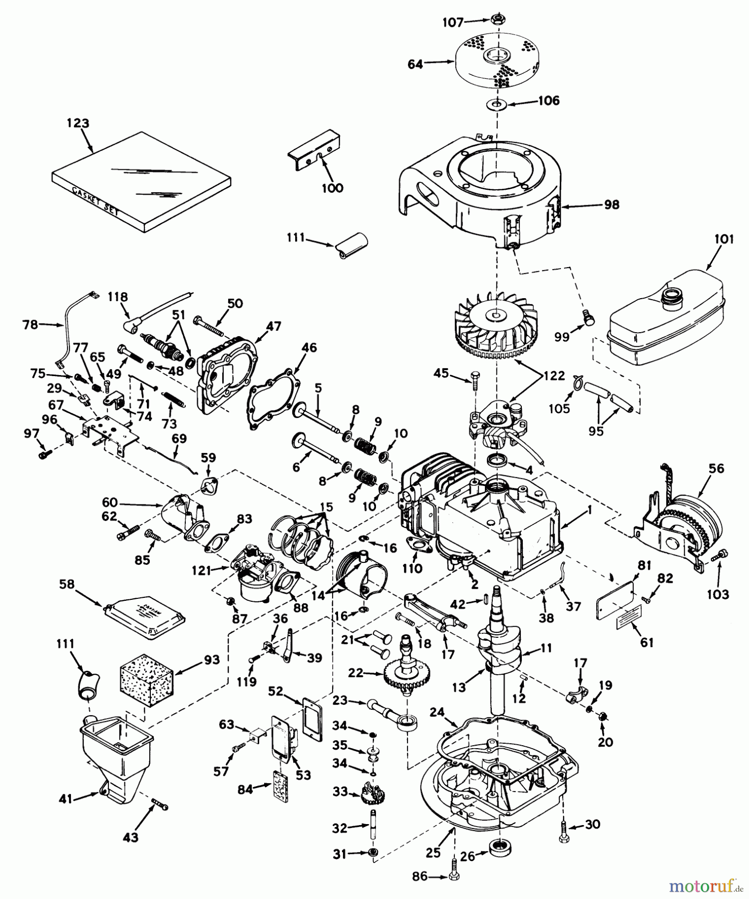  Toro Neu Mowers, Walk-Behind Seite 1 19271 - Toro Guardian Lawnmower, 1971 (1000001-1999999) ENGINE, TECUMSEH MODEL NO. LAV 35-40596J