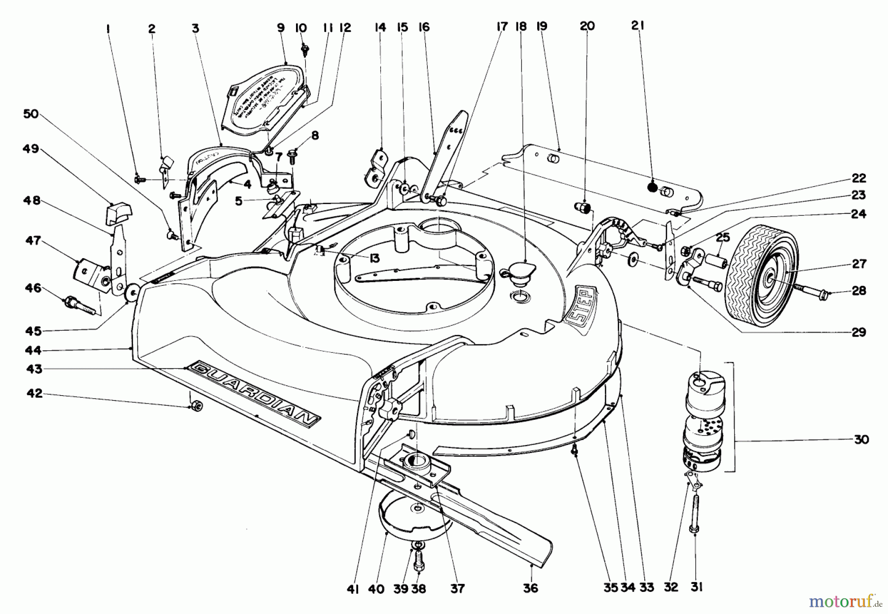  Toro Neu Mowers, Walk-Behind Seite 1 19271 - Toro Guardian Lawnmower, 1972 (2000001-2999999) HOUSING ASSEMBLY MODEL NO. 19271