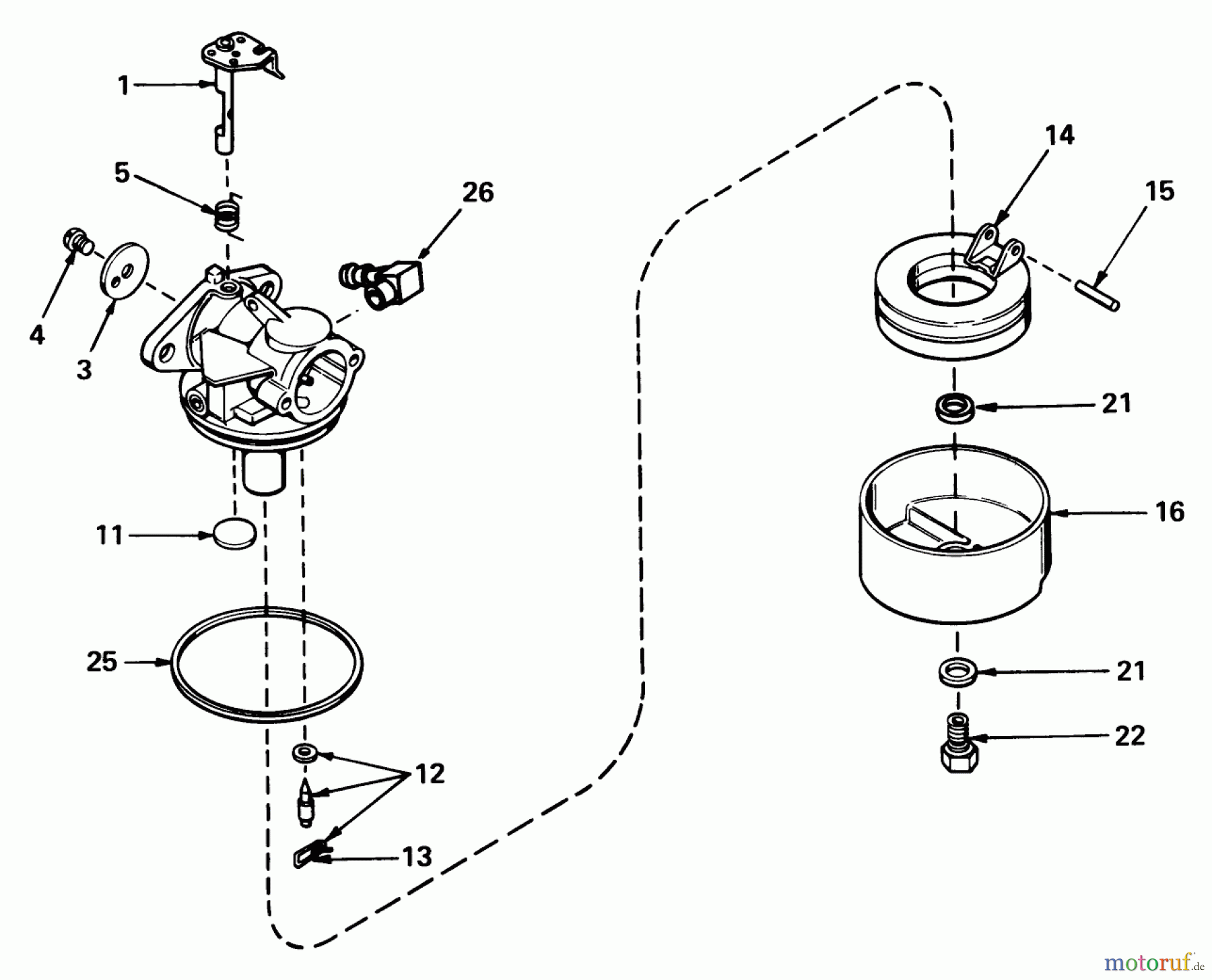  Toro Neu Mowers, Walk-Behind Seite 1 19400 - Toro Guardian Lawnmower, 1974 (4000001-4999999) CARBURETOR NO. 631784