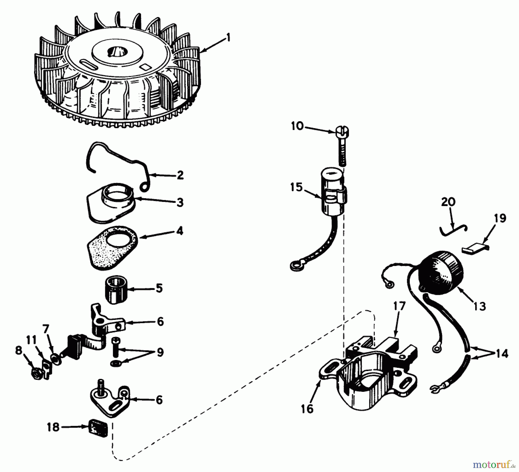  Toro Neu Mowers, Walk-Behind Seite 1 19400 - Toro Guardian Lawnmower, 1974 (4000001-4999999) MAGNETO NO. 610793