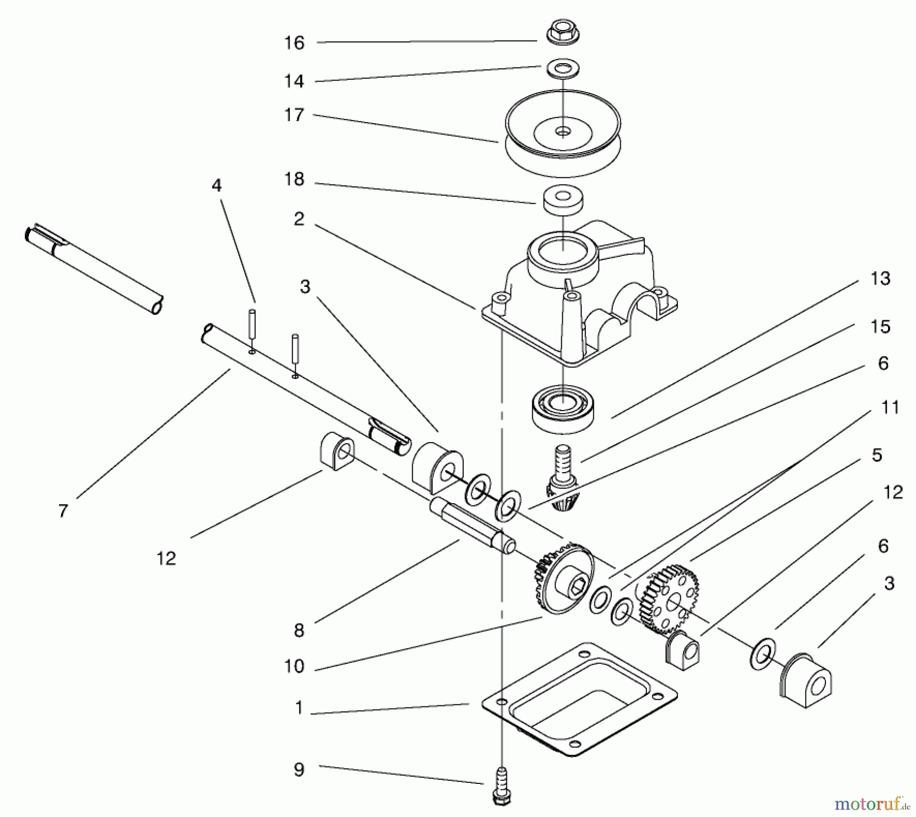  Toro Neu Mowers, Walk-Behind Seite 1 20021 (R-21S1B) - Toro Recycler Mower, R-21S1B, 1999 (9900001-9999999) GEAR CASE ASSEMBLY