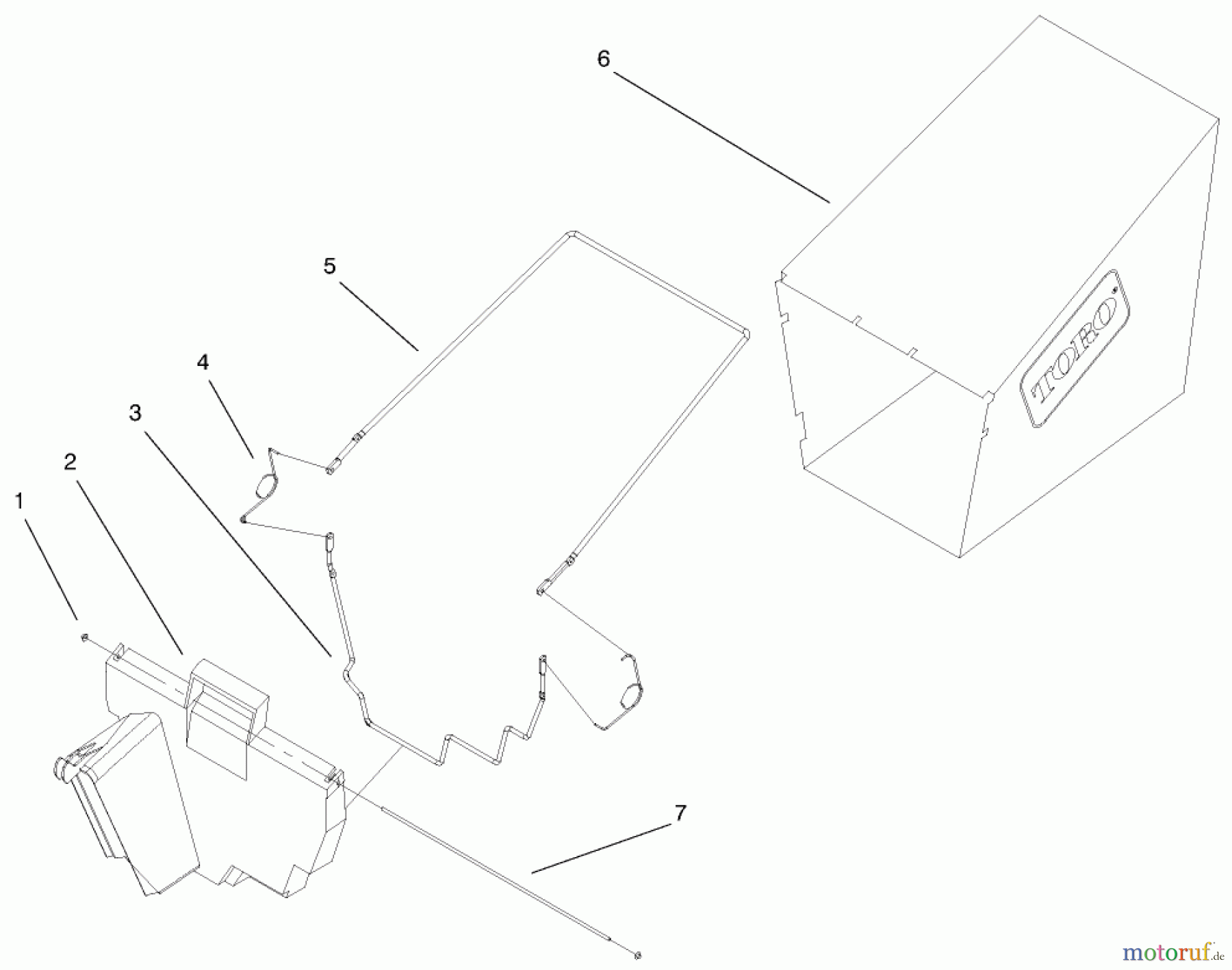  Toro Neu Mowers, Walk-Behind Seite 1 20021 (R-21S1B) - Toro Recycler Mower, R-21S1B, 1999 (9900001-9999999) GRASS BAGGING ASSEMBLY