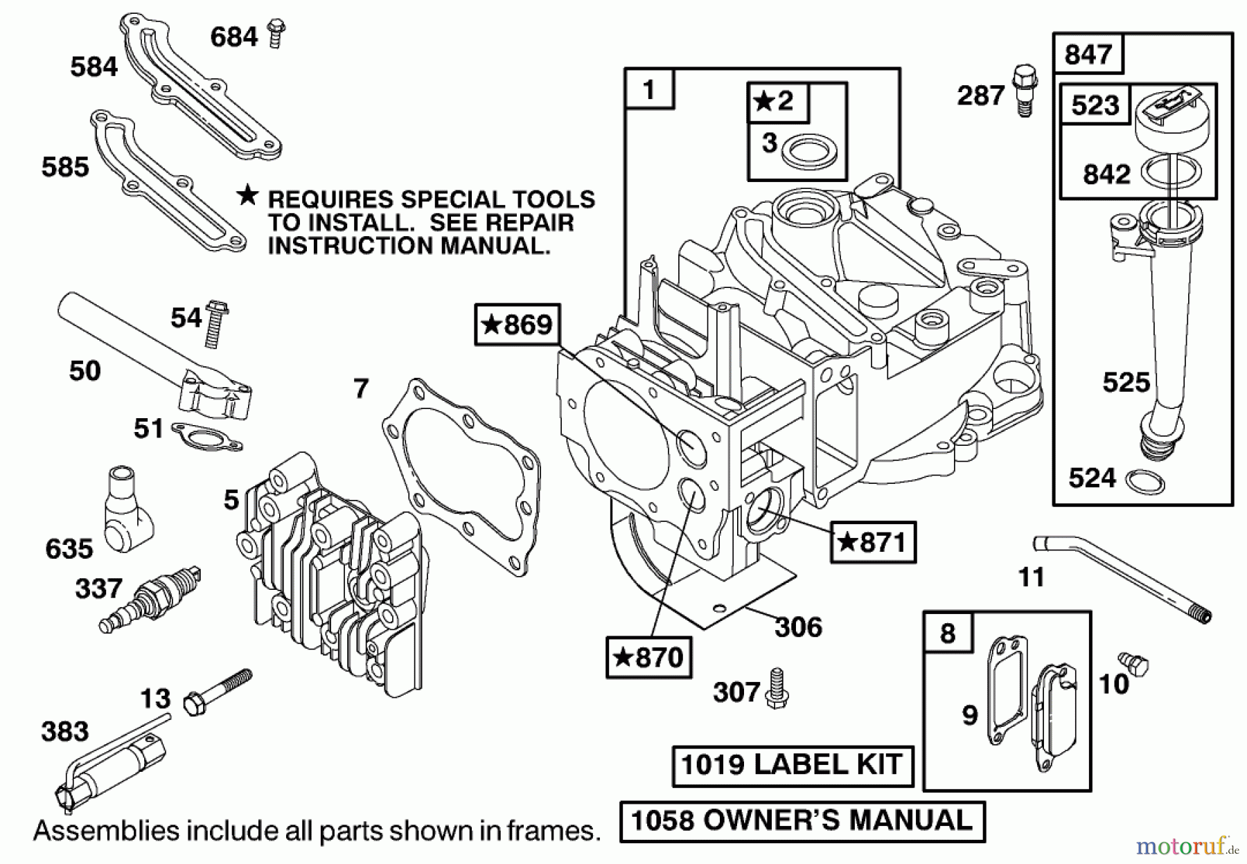  Toro Neu Mowers, Walk-Behind Seite 1 20023 (R-21SB) - Toro Recycler Mower, R-21SB, 2001 (210000001-210999999) ENGINE BRIGGS & STRATTON MODEL 12H802-1776-B1 #1