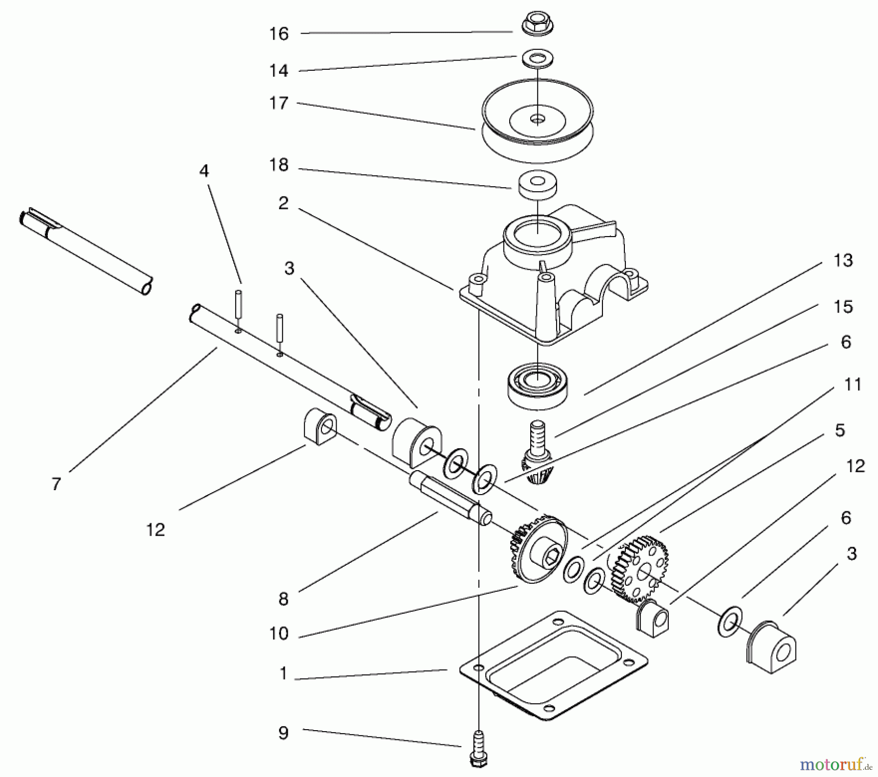  Toro Neu Mowers, Walk-Behind Seite 1 20025 - Toro Recycler Mower, 2000 (200000001-200999999) GEAR CASE ASSEMBLY