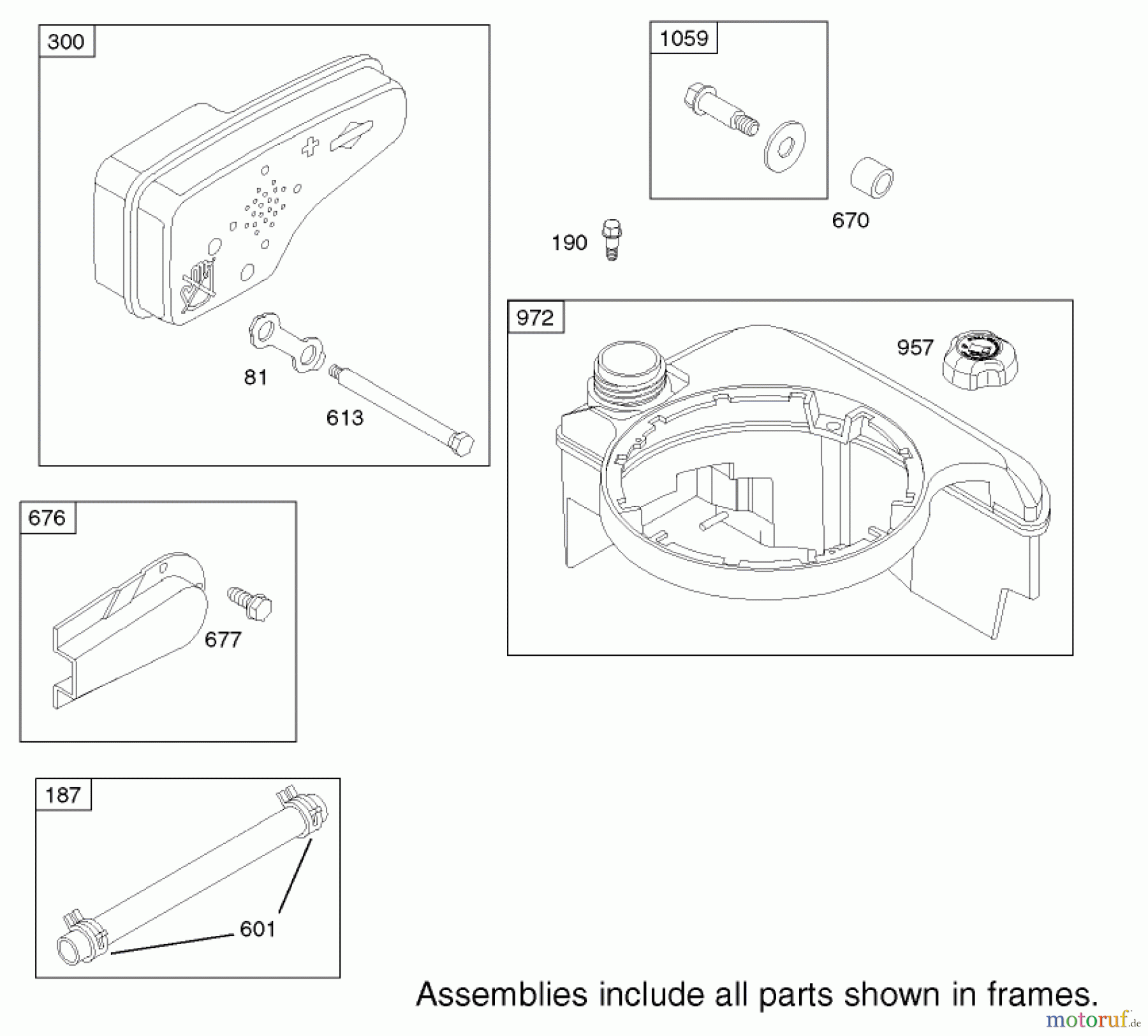  Toro Neu Mowers, Walk-Behind Seite 1 20036 - Toro Super Recycler Mower, 2002 (220000001-220999999) MUFFLER AND FUEL TANK ASSEMBLY ENGINE BRIGGS AND STRATTON MODEL 124K02-0110-B1