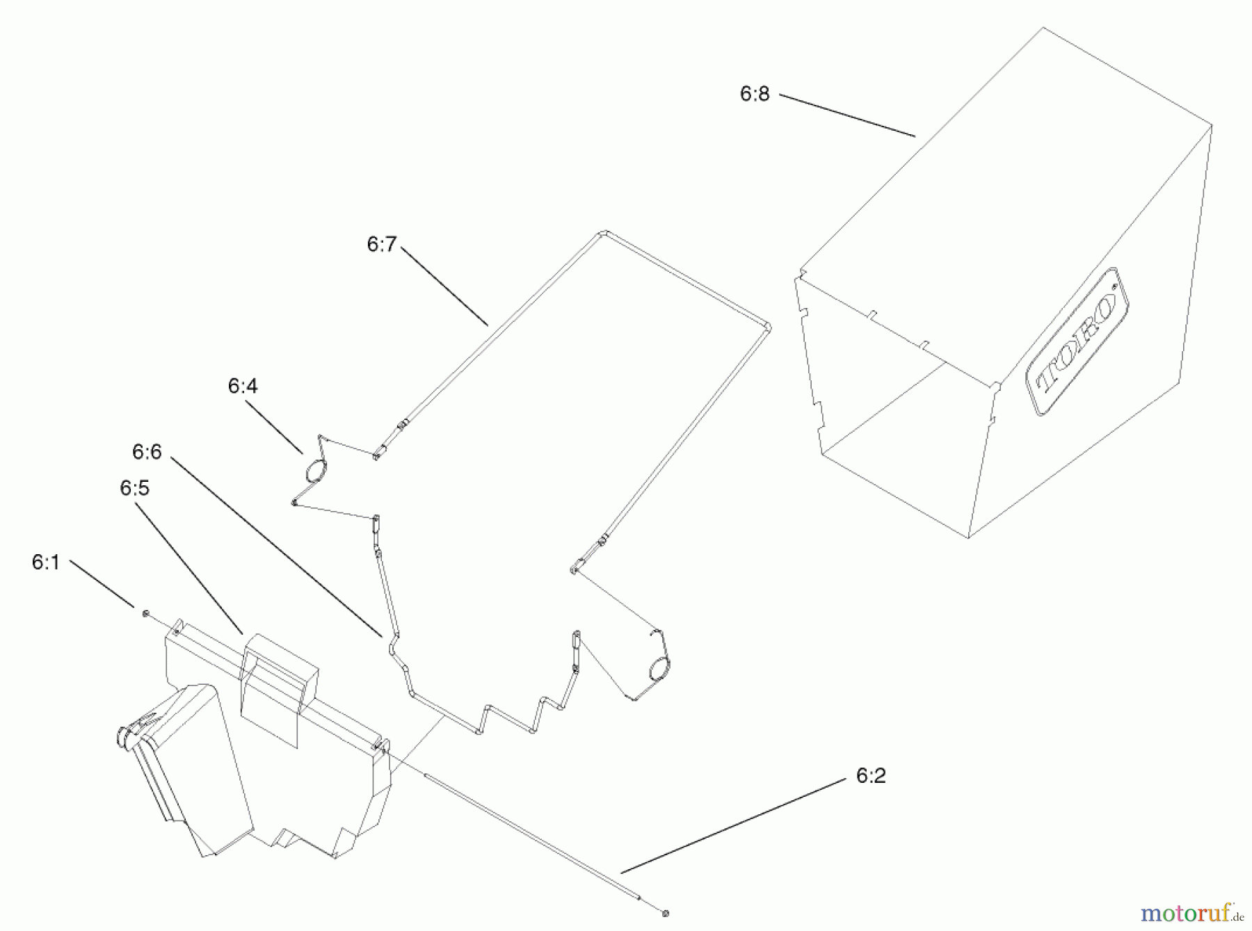  Toro Neu Mowers, Walk-Behind Seite 1 20036 - Toro Super Recycler Mower, 2002 (220000001-220999999) REAR BAGGER ASSEMBLY (MODEL 20037 ONLY)