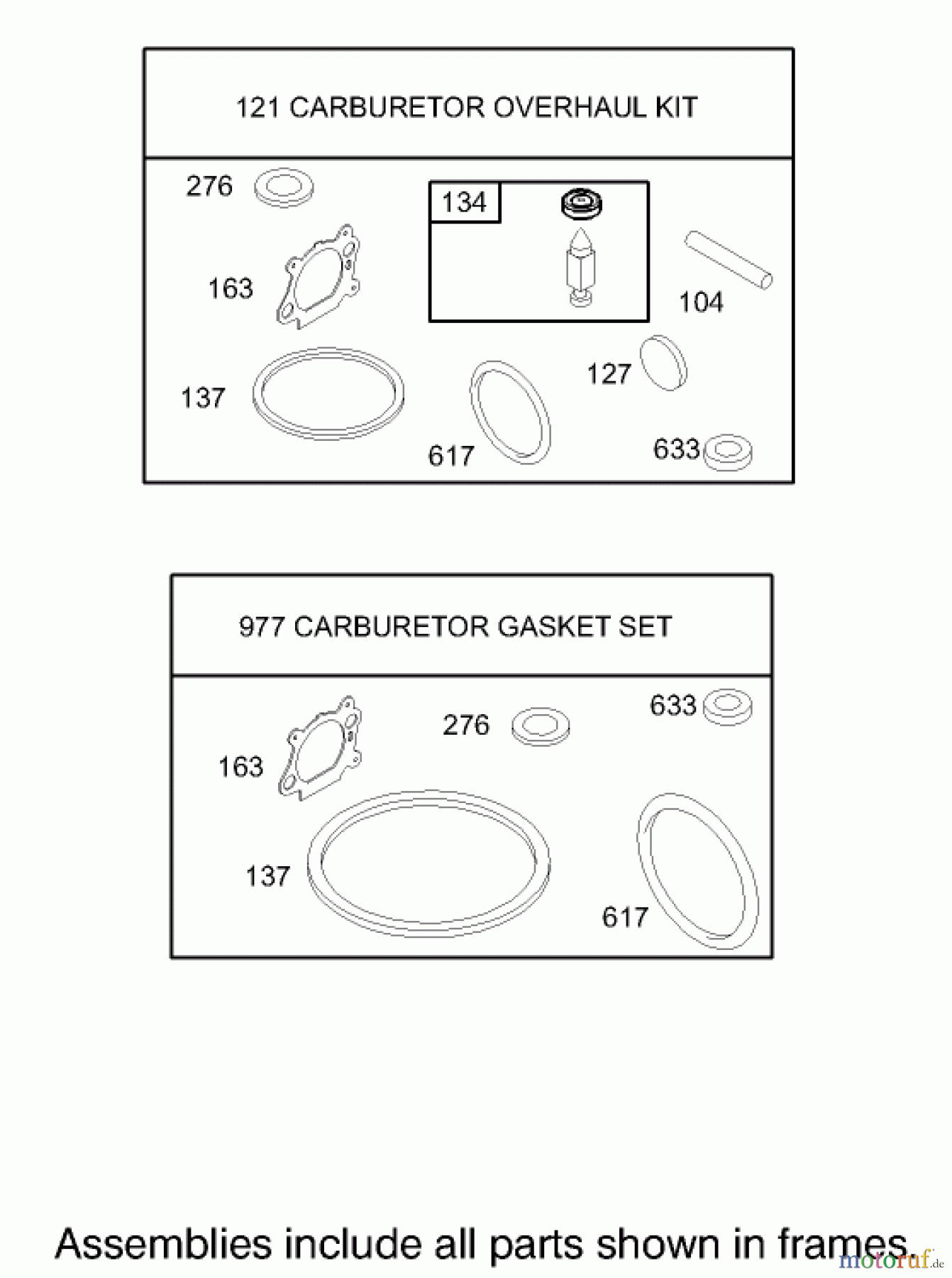  Toro Neu Mowers, Walk-Behind Seite 1 20036 - Toro Super Recycler Mower, 2004 (240000001-240999999) CARBURETOR OVERHAUL KIT ASSEMBLY BRIGGS AND STRATTON MODEL 123K02-0114-E1