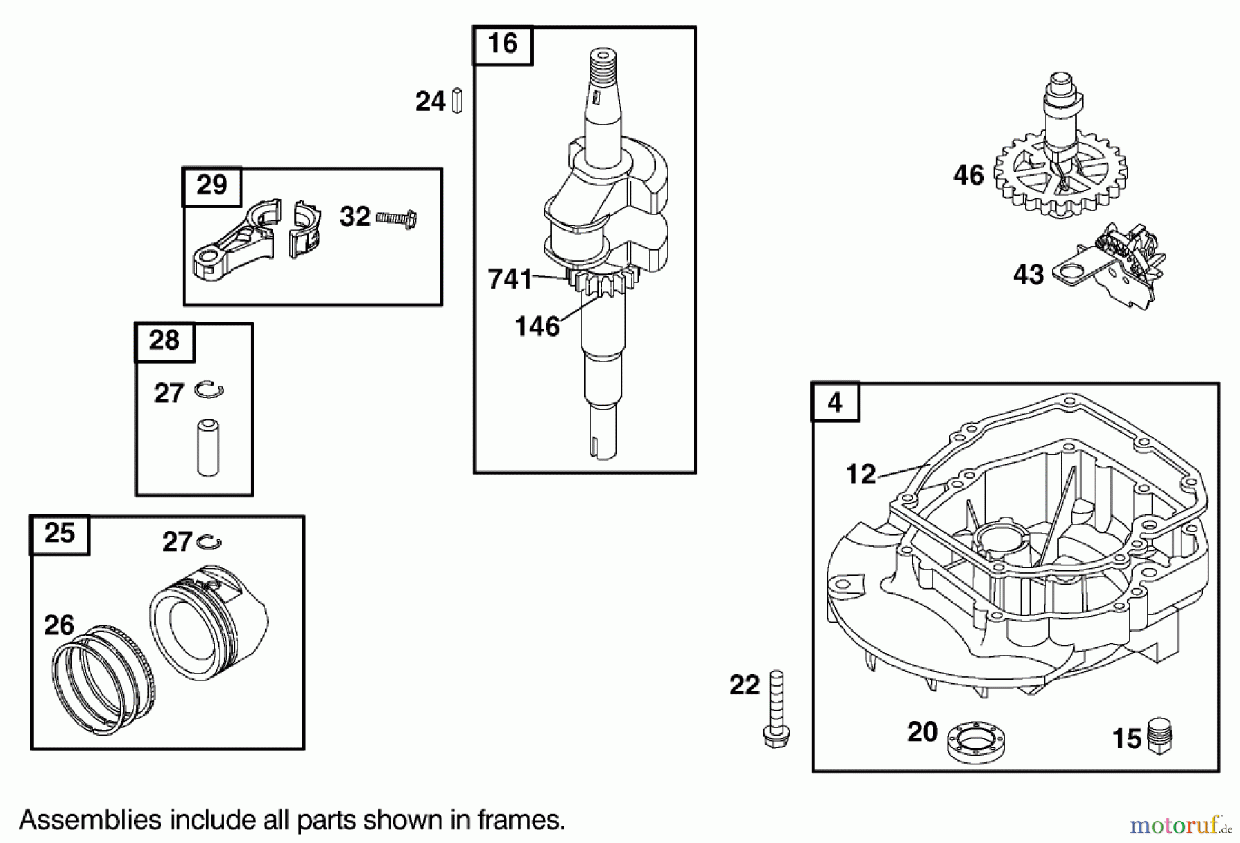  Toro Neu Mowers, Walk-Behind Seite 1 20040 (SR-21OS) - Toro Super Recycler Mower, SR-21OS, 2001 (210000001-210999999) CRANKSHAFT ASSEMBLY