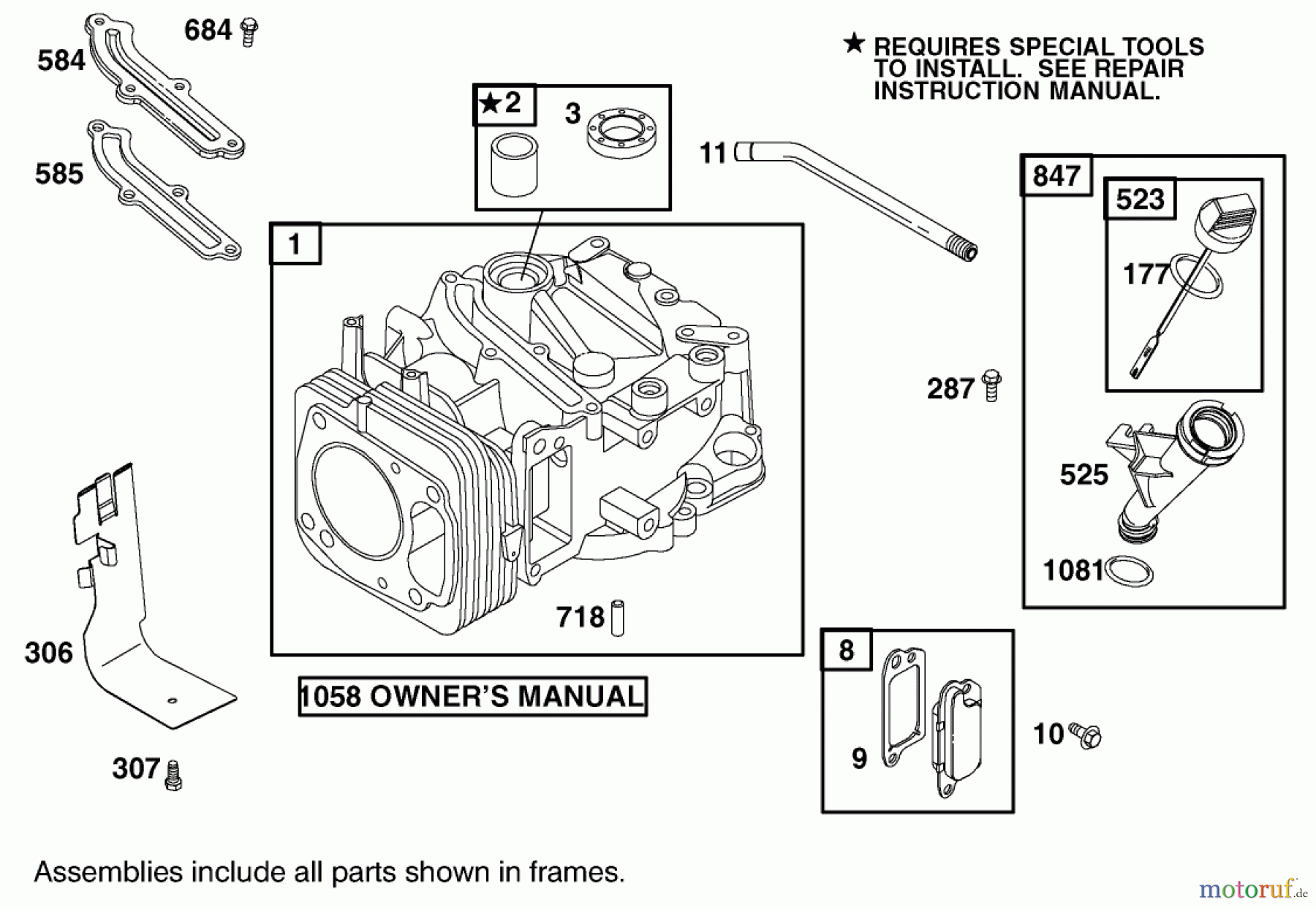  Toro Neu Mowers, Walk-Behind Seite 1 20040 (SR-21OS) - Toro Super Recycler Mower, SR-21OS, 2001 (210000001-210999999) CYLINDER ASSEMBLY