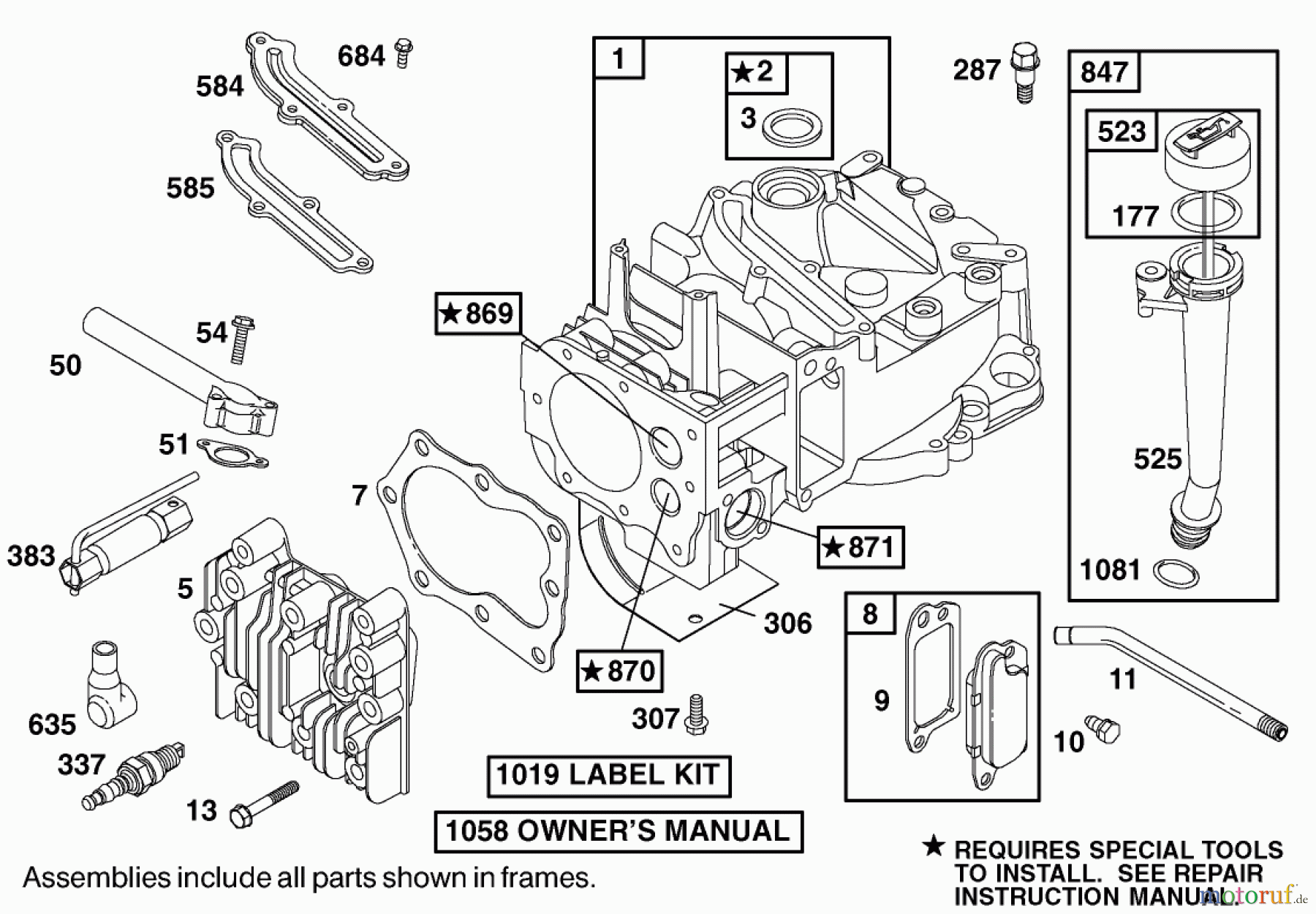  Toro Neu Mowers, Walk-Behind Seite 1 20042 (SR-21S) - Toro Super Recycler Mower, SR-21S, 2000 (200000001-200999999) ENGINE BRIGGS & STRATTON MODEL 12H802-1767-E1 #1