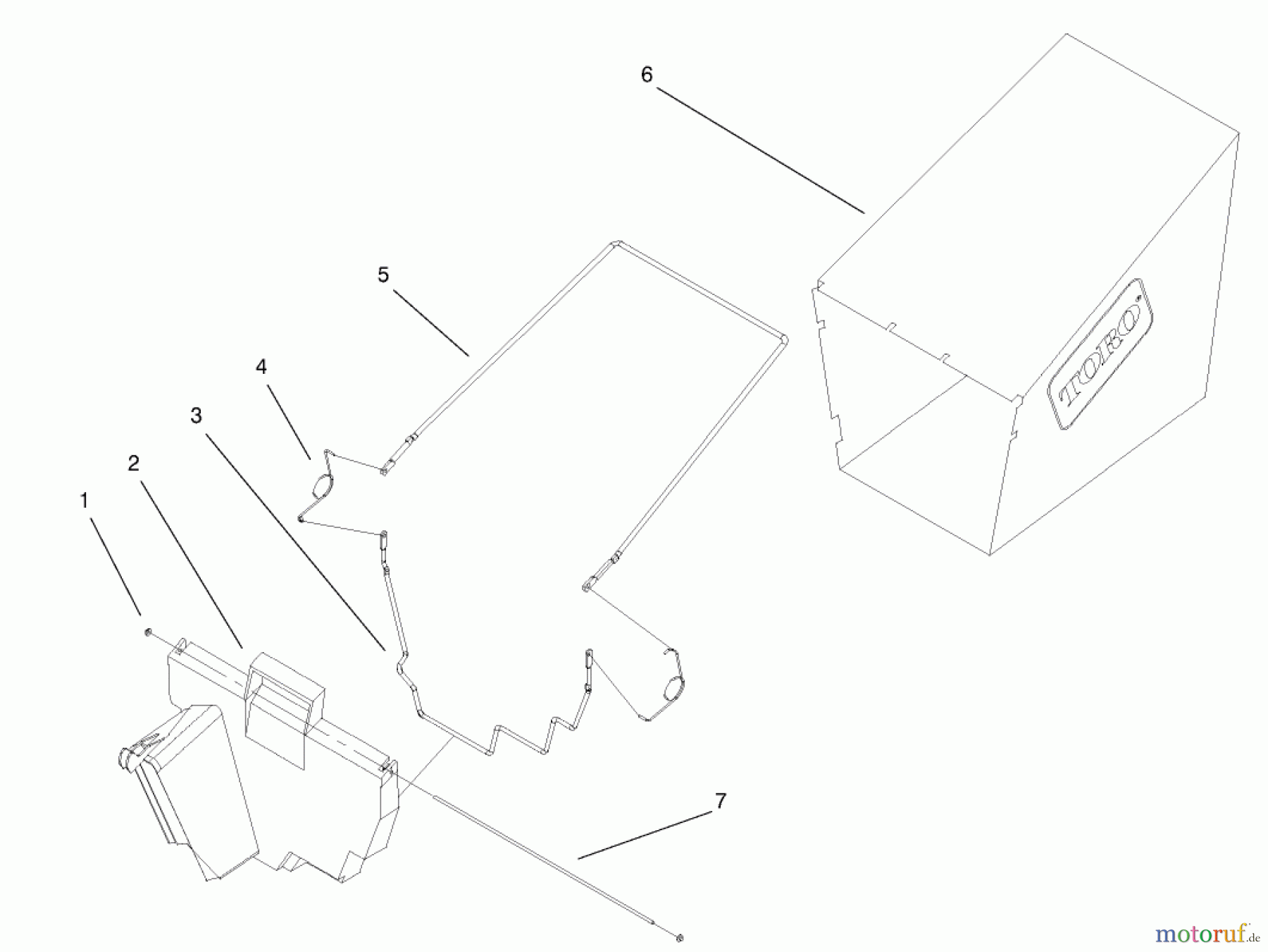  Toro Neu Mowers, Walk-Behind Seite 1 20042 (SR-21S) - Toro Super Recycler Mower, SR-21S, 1999 (9900001-9999999) REAR BAGGER ASSEMBLY