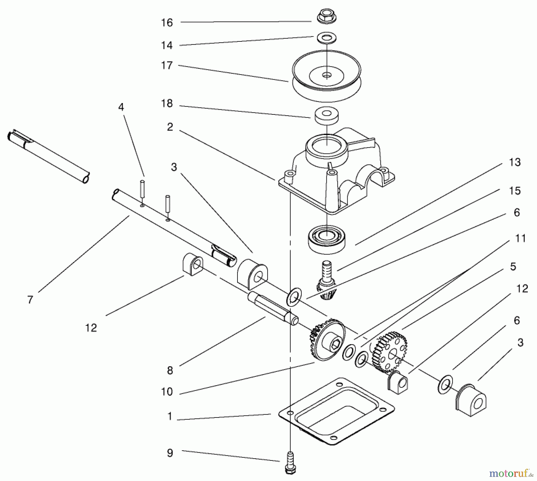  Toro Neu Mowers, Walk-Behind Seite 1 20045 (SR-21SE) - Toro Super Recycler Mower, SR-21SE, 2000 (200000001-200999999) GEAR CASE ASSEMBLY