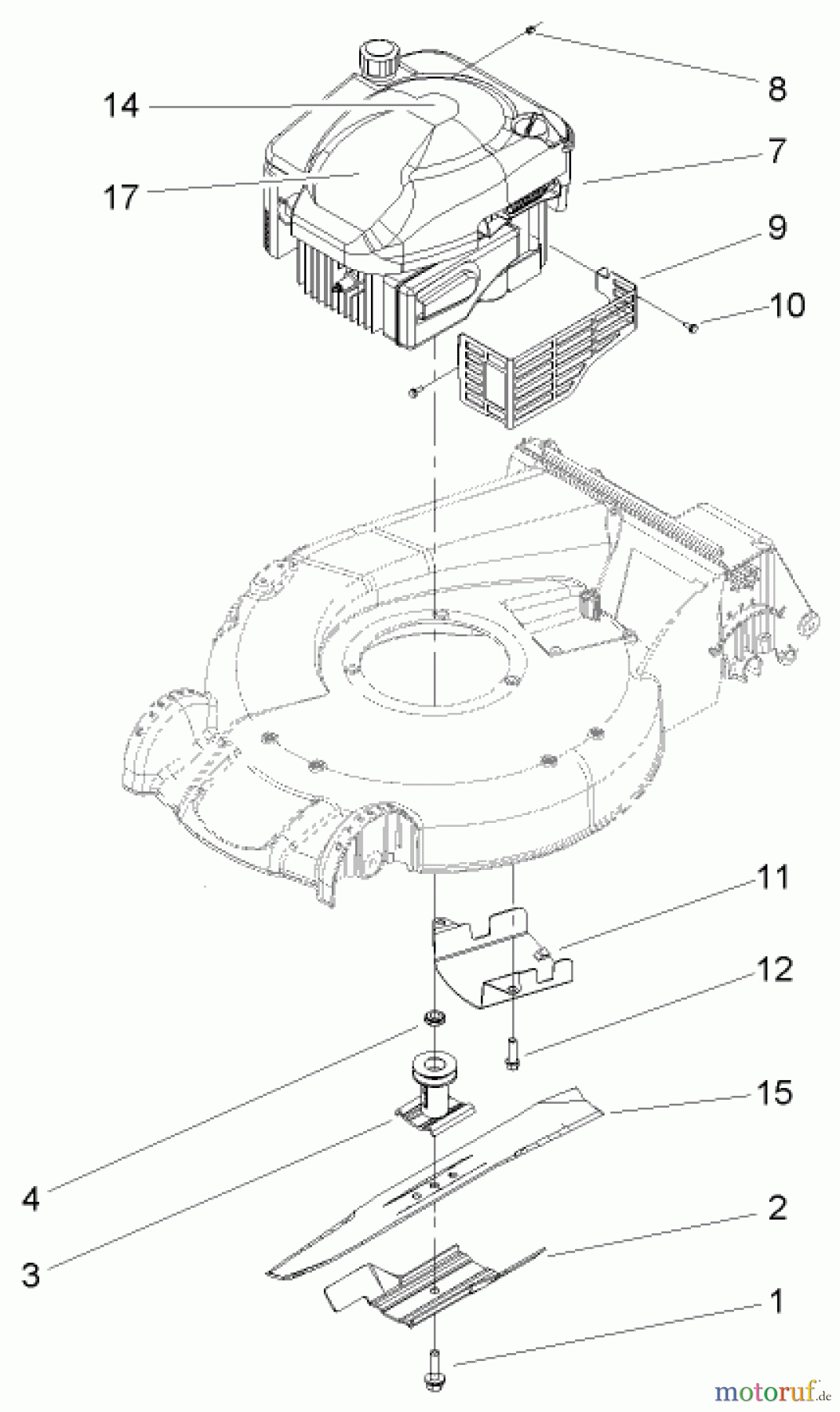  Toro Neu Mowers, Walk-Behind Seite 1 20053 - Toro Super Recycler Lawn Mower, 2005 (250000001-250999999) ENGINE ASSEMBLY