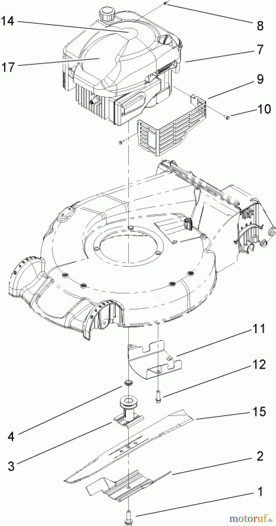  Toro Neu Mowers, Walk-Behind Seite 1 20053 - Toro Super Recycler Lawn Mower, 2006 (260000001-260999999) ENGINE ASSEMBLY