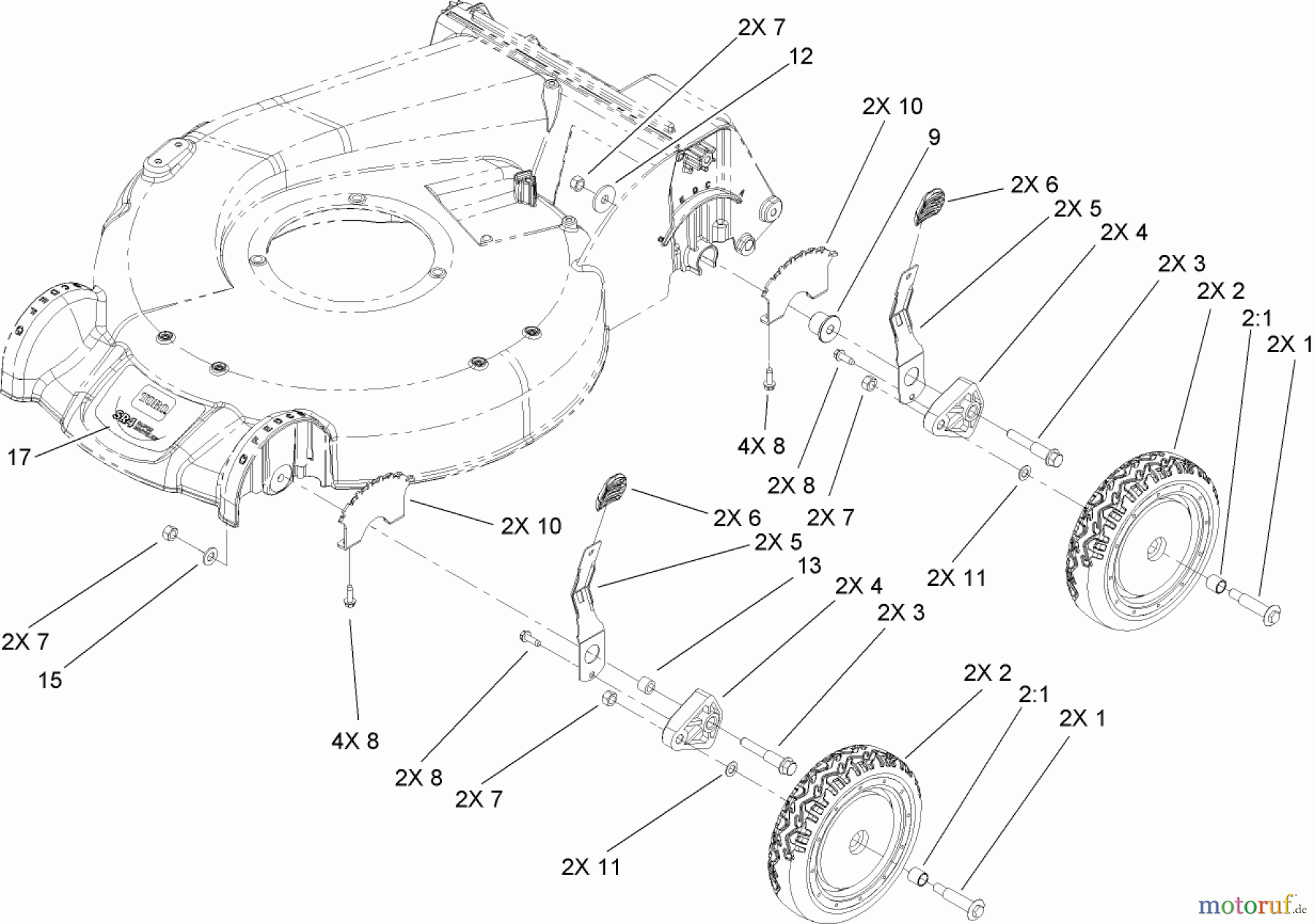  Toro Neu Mowers, Walk-Behind Seite 1 20053 - Toro Super Recycler Lawn Mower, 2007 (270000001-270999999) HEIGHT-OF-CUT ASSEMBLY