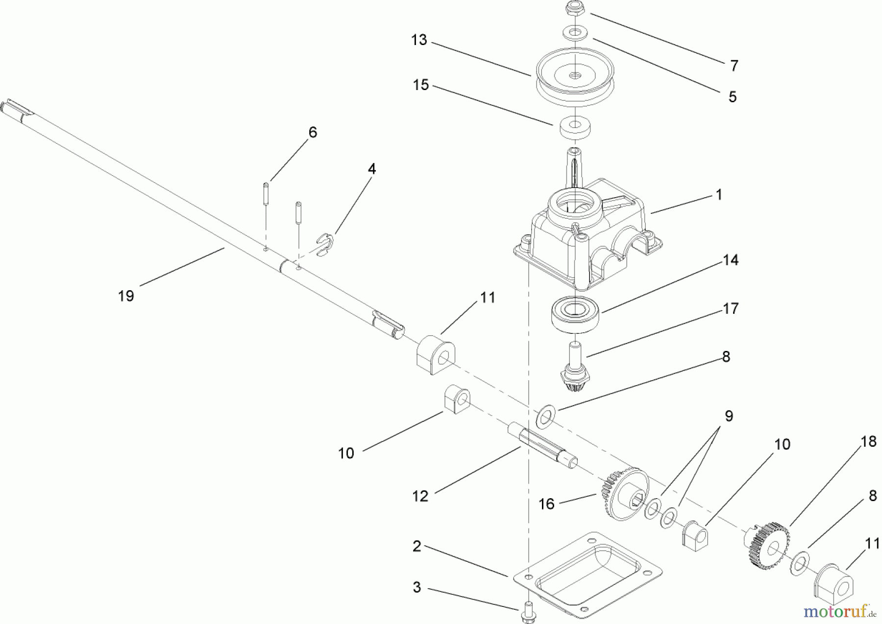  Toro Neu Mowers, Walk-Behind Seite 1 20054 - Toro Super Recycler Lawn Mower, 2006 (260000001-260999999) GEAR CASE ASSEMBLY NO. 108-8140