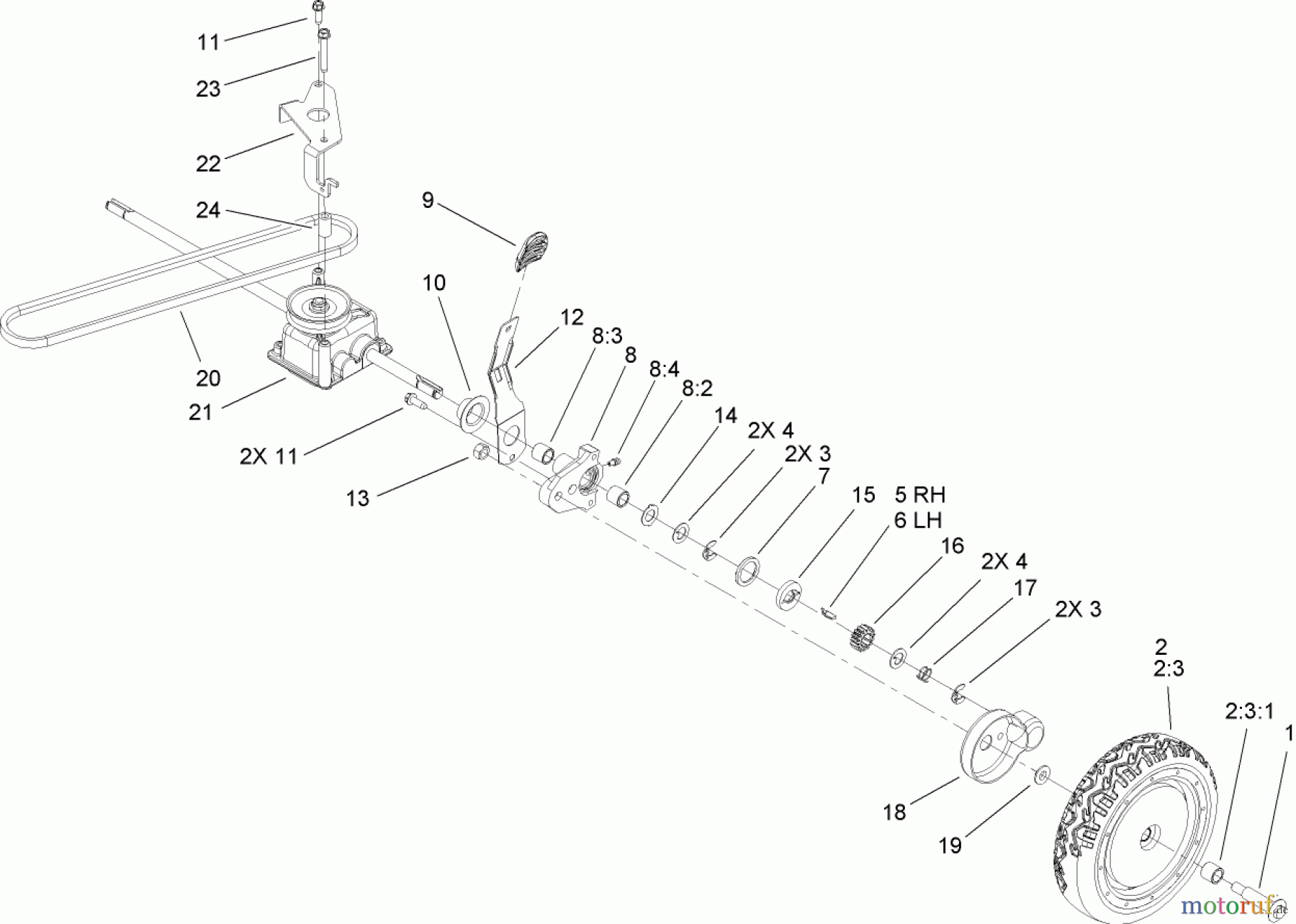  Toro Neu Mowers, Walk-Behind Seite 1 20054 - Toro Super Recycler Lawn Mower, 2007 (270000001-270999999) TRANSMISSION ASSEMBLY