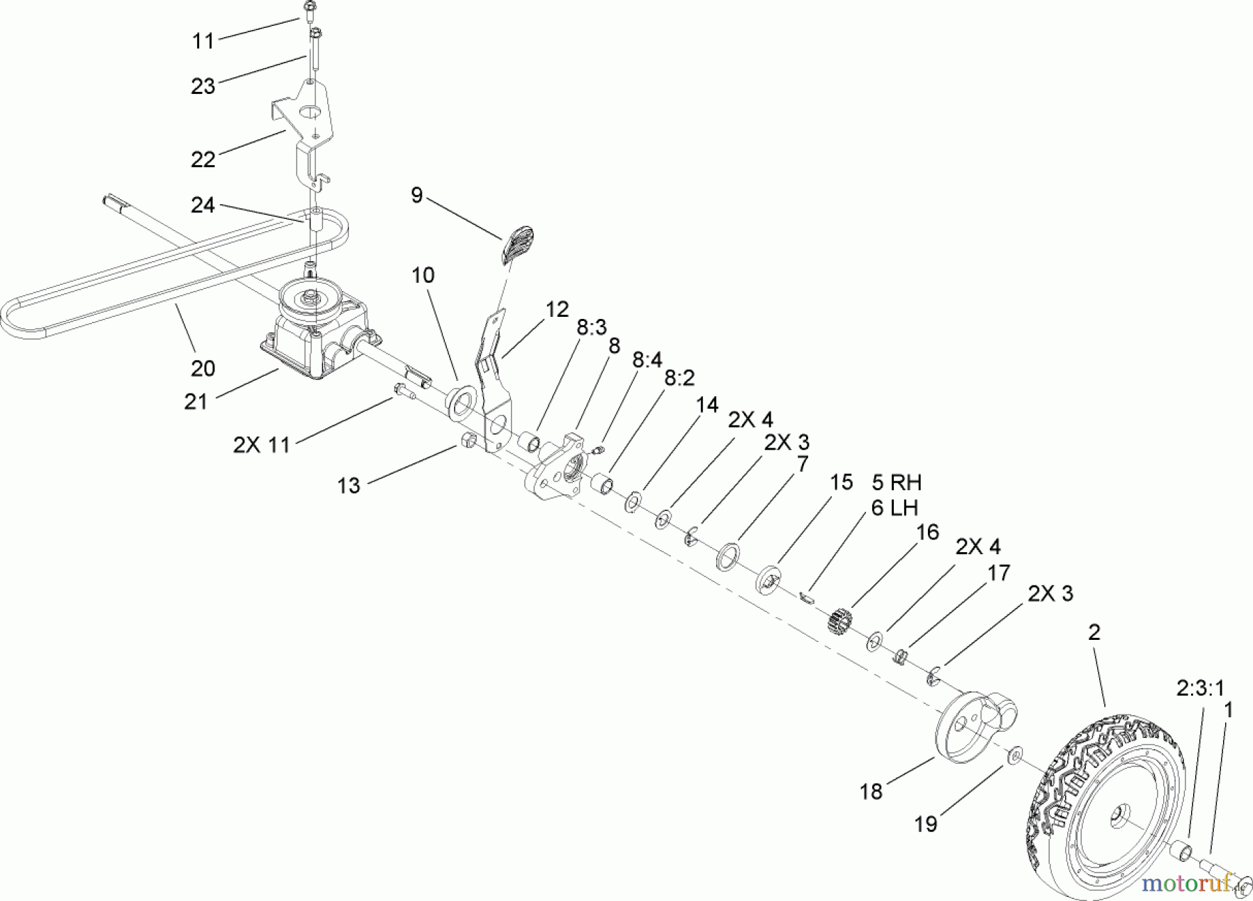  Toro Neu Mowers, Walk-Behind Seite 1 20055 - Toro Super Recycler Lawn Mower, 2006 (260000001-260999999) TRANSMISSION ASSEMBLY