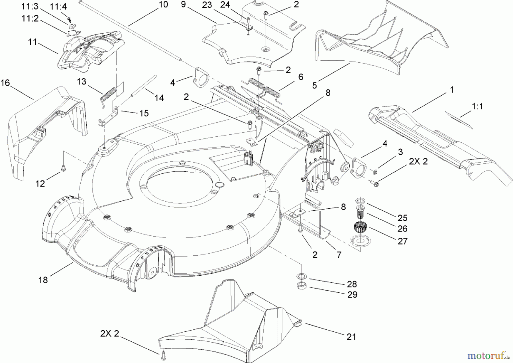  Toro Neu Mowers, Walk-Behind Seite 1 20056 - Toro Super Recycler Lawn Mower, 2007 (270000001-270999999) HOUSING ASSEMBLY