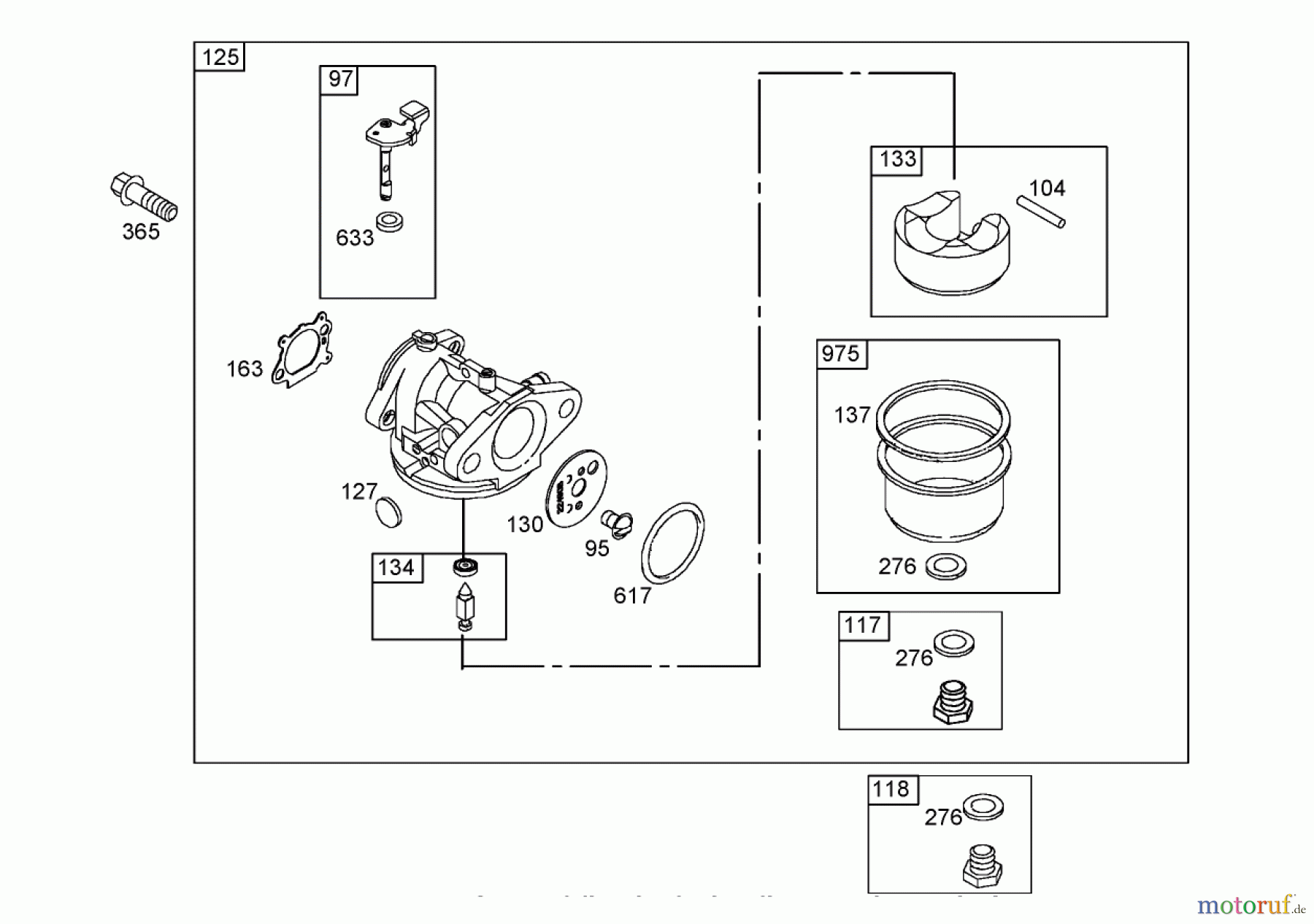  Toro Neu Mowers, Walk-Behind Seite 1 20058 - Toro Super Recycler Lawn Mower, 2005 (250000001-250999999) CARBURETOR ASSEMBLY BRIGGS AND STRATTON 125K07-0188-E1