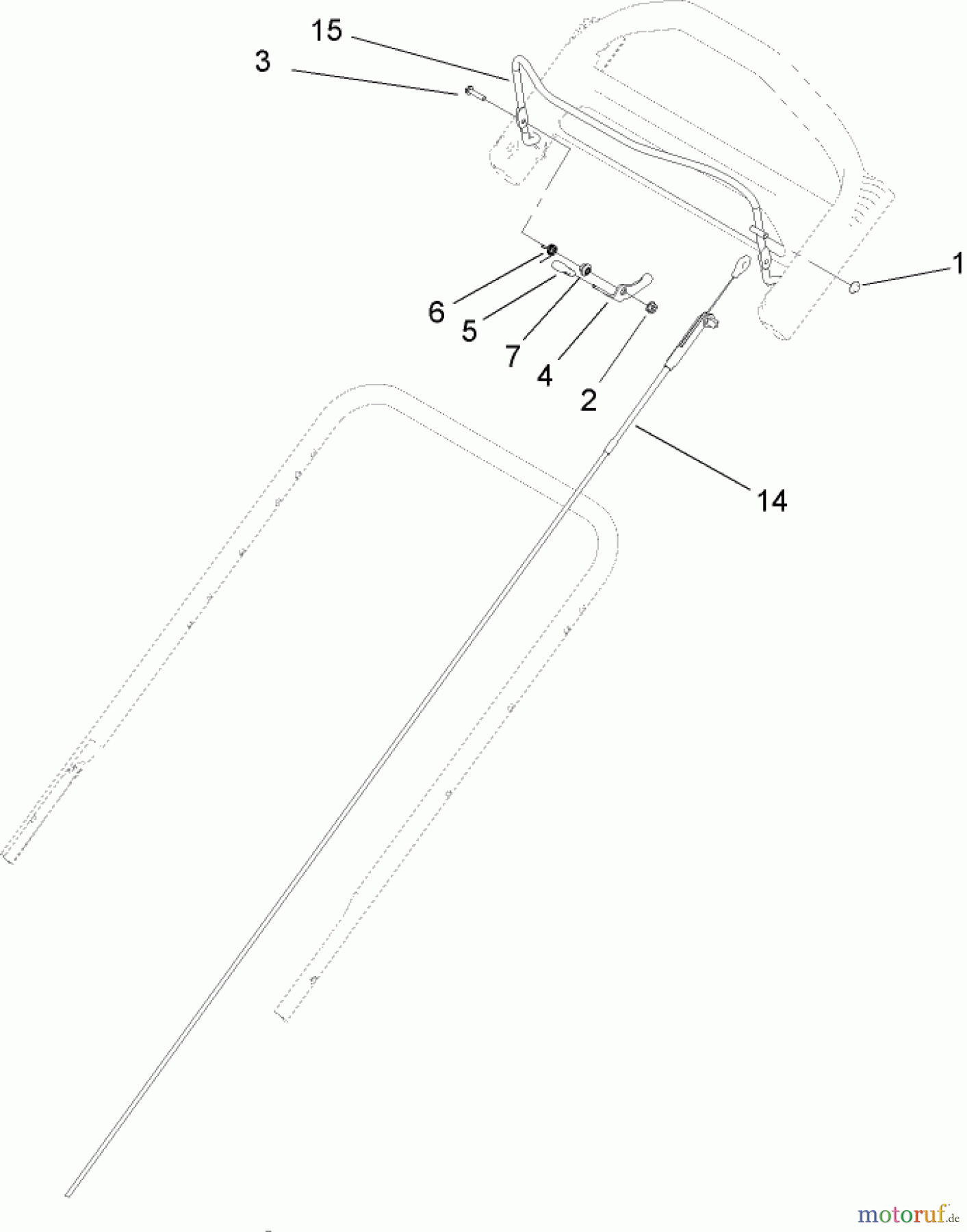  Toro Neu Mowers, Walk-Behind Seite 1 20058 - Toro Super Recycler Lawn Mower, 2005 (250000001-250999999) UPPER HANDLE ASSEMBLY