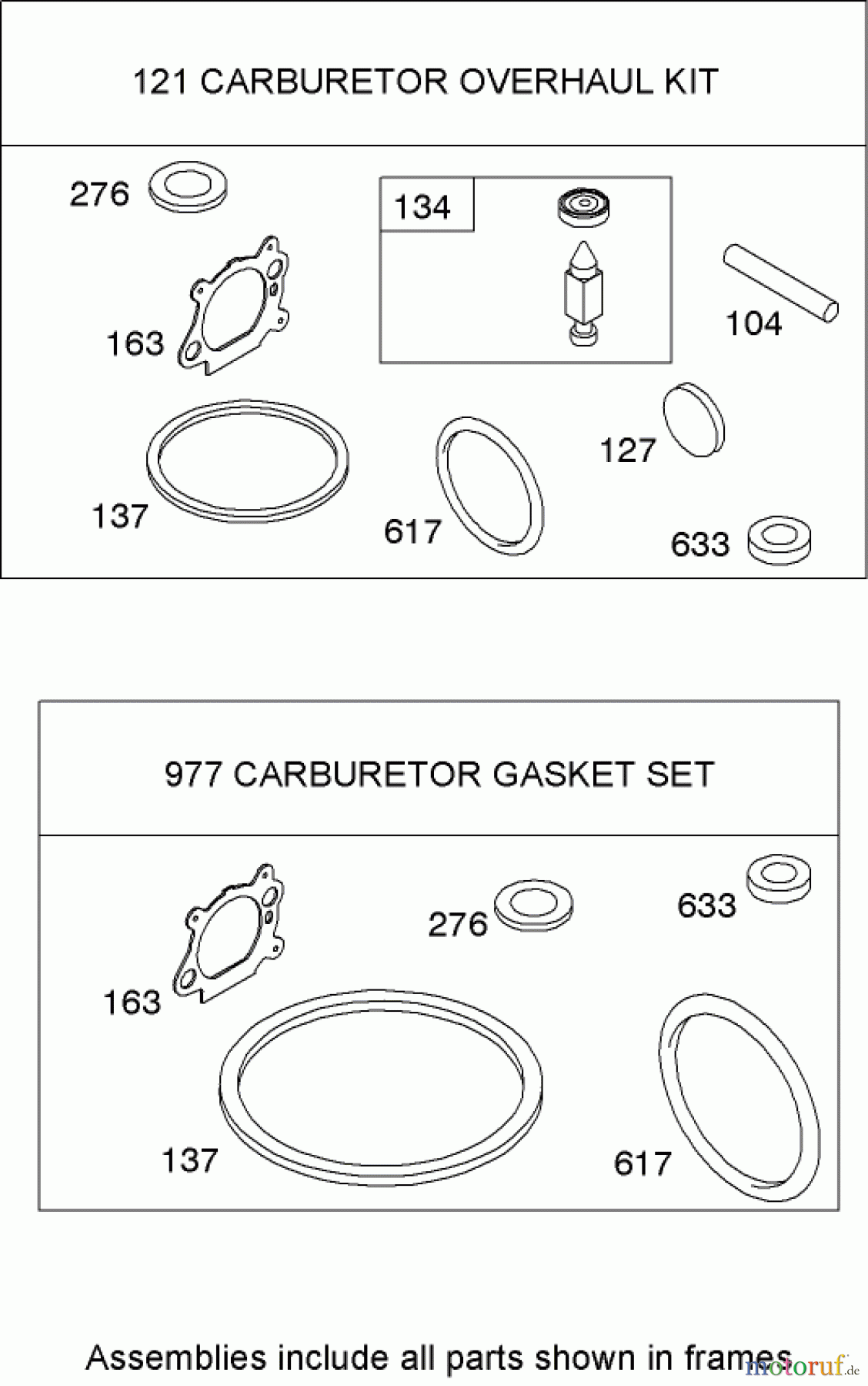  Toro Neu Mowers, Walk-Behind Seite 1 20062 - Toro Super Recycler Lawn Mower, 2007 (270000001-270999999) CARBURETOR OVERHAUL KIT BRIGGS AND STRATTON 126T07-0204-E1