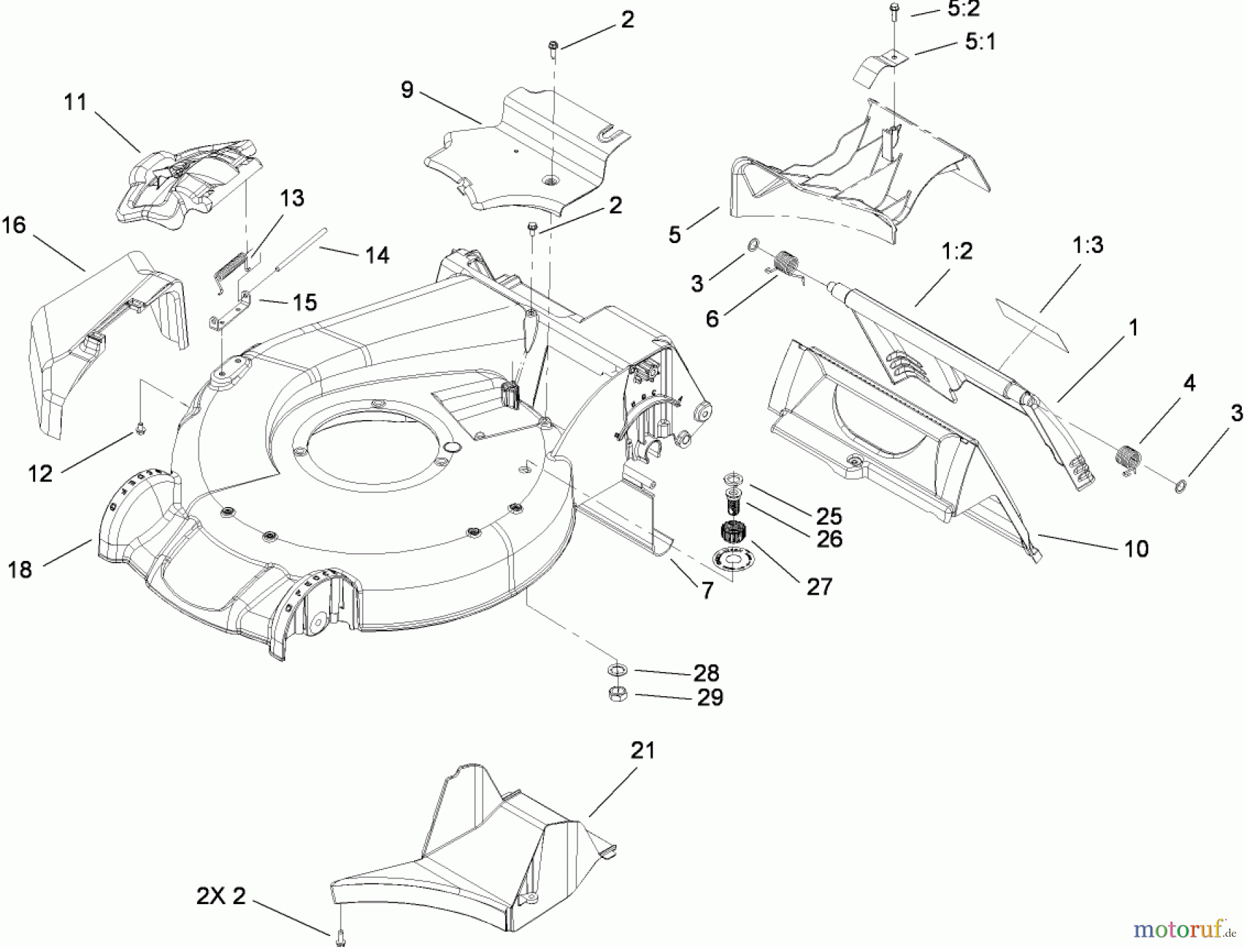  Toro Neu Mowers, Walk-Behind Seite 1 20090C - Toro Super Recycler Lawn Mower, 2008 (280000001-280999999) HOUSING ASSEMBLY