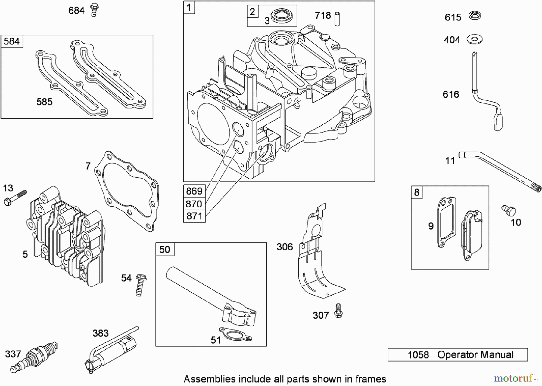  Toro Neu Mowers, Walk-Behind Seite 1 20090C - Toro Super Recycler Lawn Mower, 2009 (290000001-290999999) CYLINDER ASSEMBLY BRIGGS AND STRATTON 126T02-0236-B1