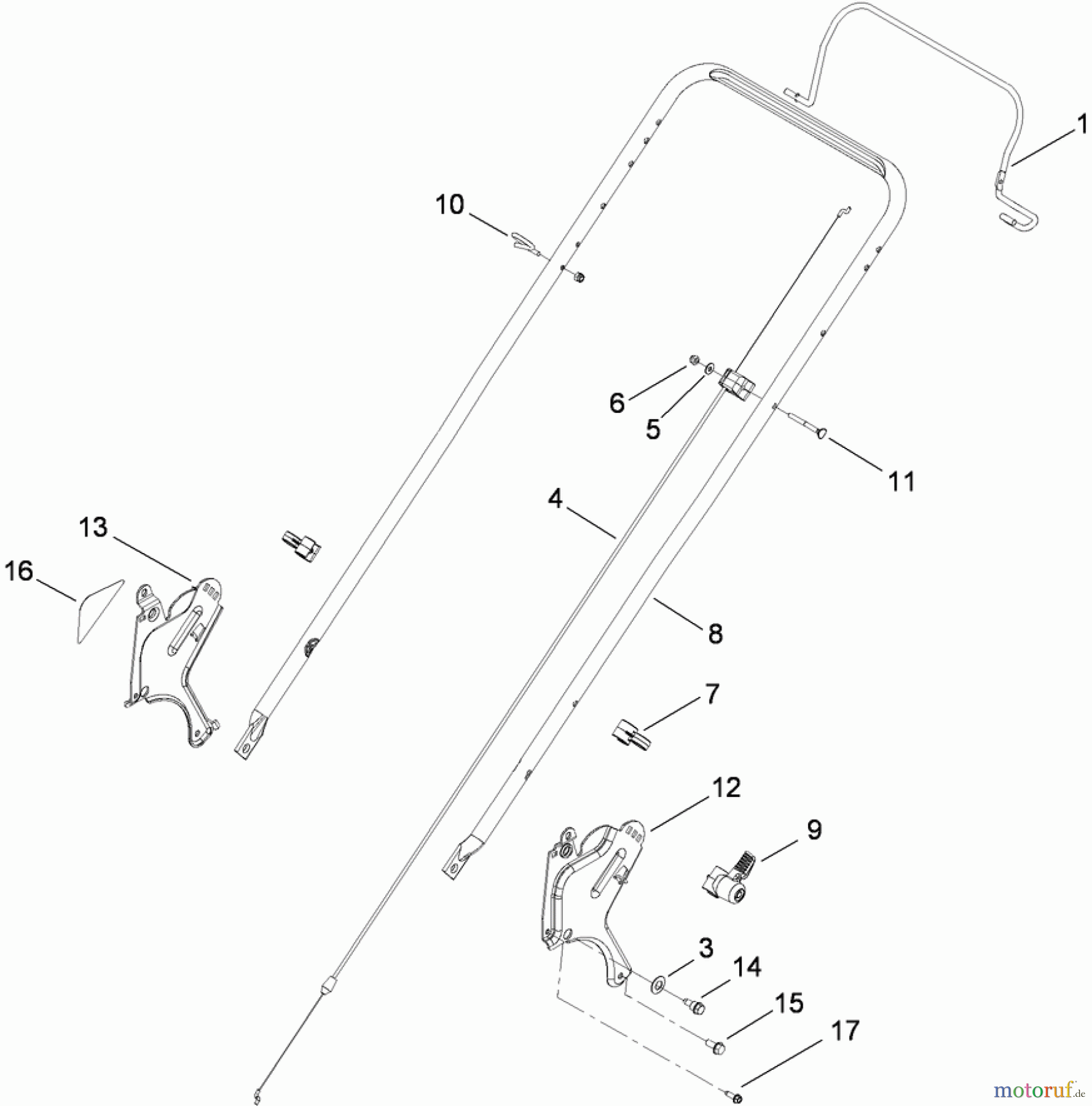  Toro Neu Mowers, Walk-Behind Seite 1 20090C - Toro Super Recycler Lawn Mower, 2009 (290000001-290999999) HANDLE ASSEMBLY