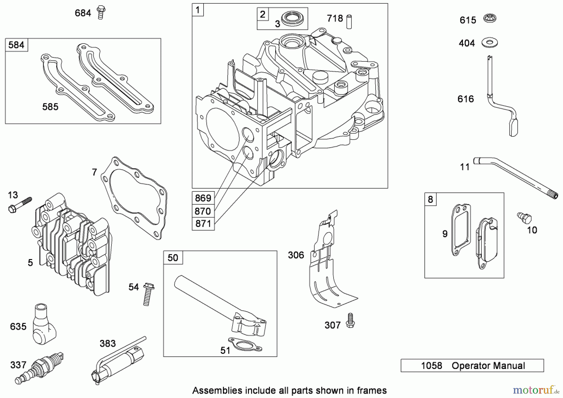  Toro Neu Mowers, Walk-Behind Seite 1 20092 - Toro Super Recycler Lawn Mower, 2008 (280000001-280999999) CYLINDER ASSEMBLY BRIGGS AND STRATTON 126T02-0224-B1