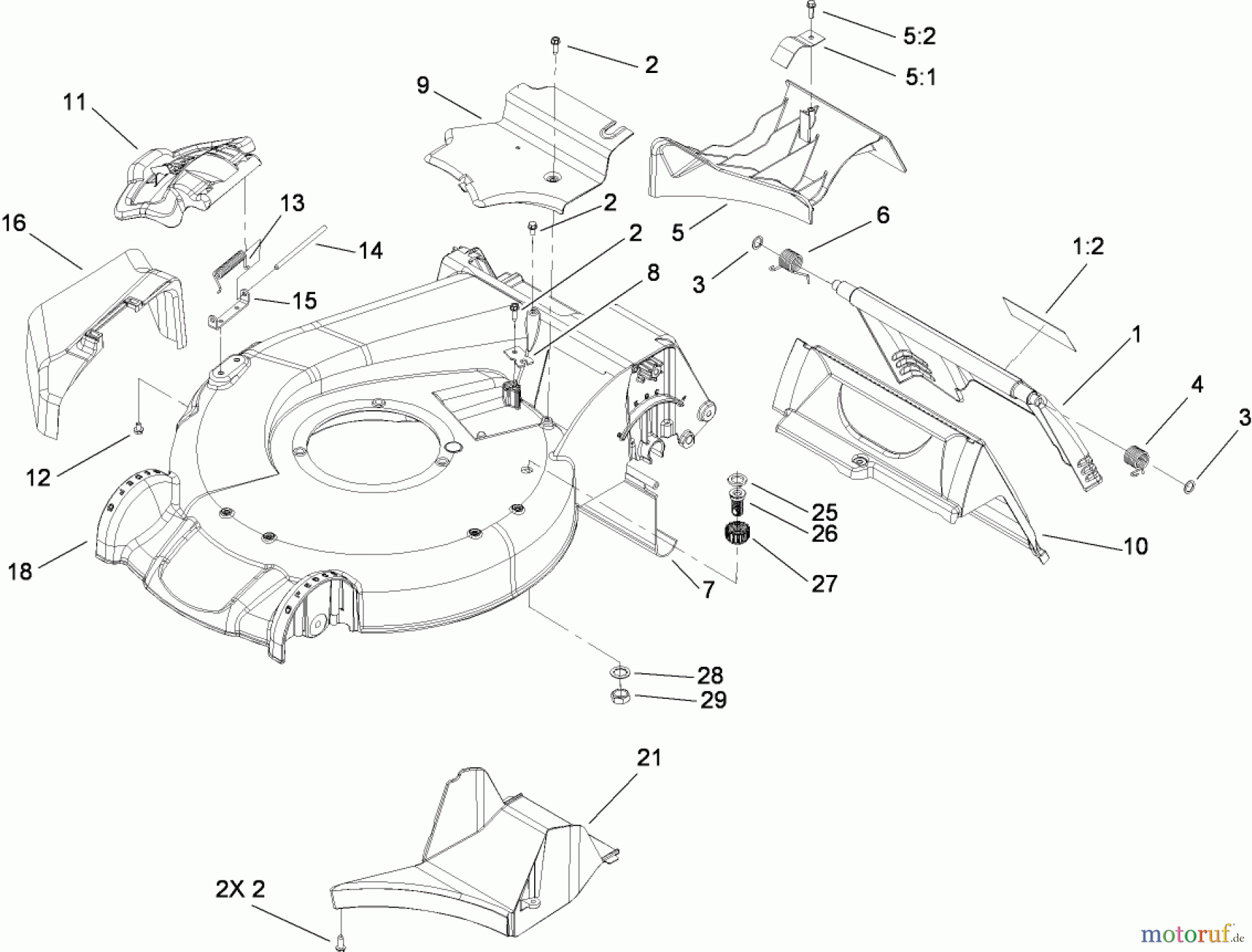  Toro Neu Mowers, Walk-Behind Seite 1 20092 - Toro Super Recycler Lawn Mower, 2008 (280000001-280999999) HOUSING ASSEMBLY