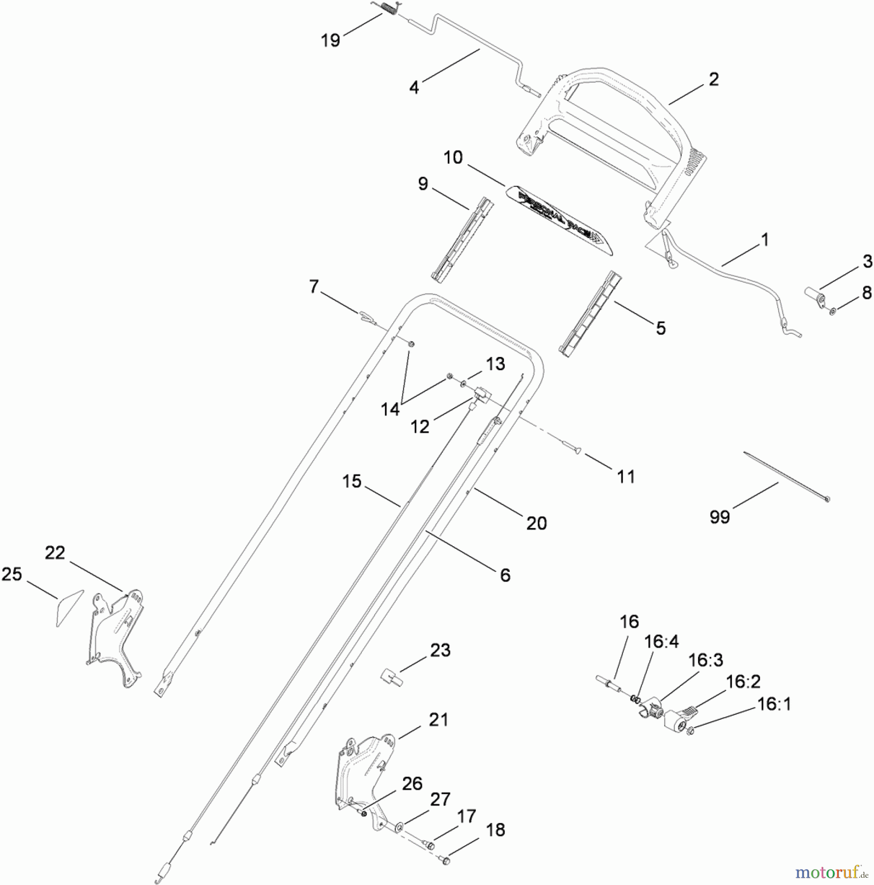  Toro Neu Mowers, Walk-Behind Seite 1 20092 - Toro Super Recycler Lawn Mower, 2010 (310000001-310020057) HANDLE AND CONTROL ASSEMBLY