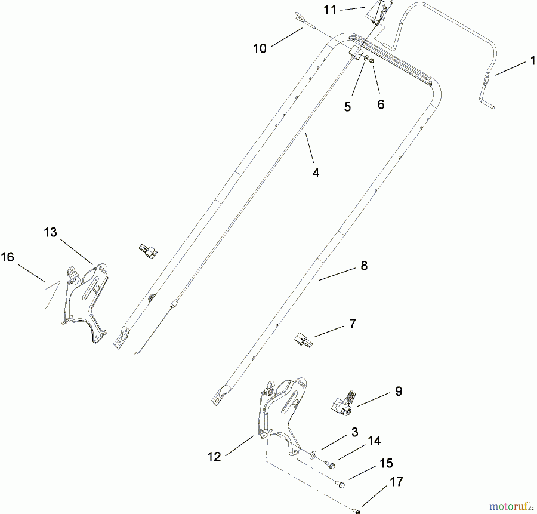  Toro Neu Mowers, Walk-Behind Seite 1 20092C - Toro Super Recycler Lawn Mower, 2008 (280000001-280999999) HANDLE ASSEMBLY