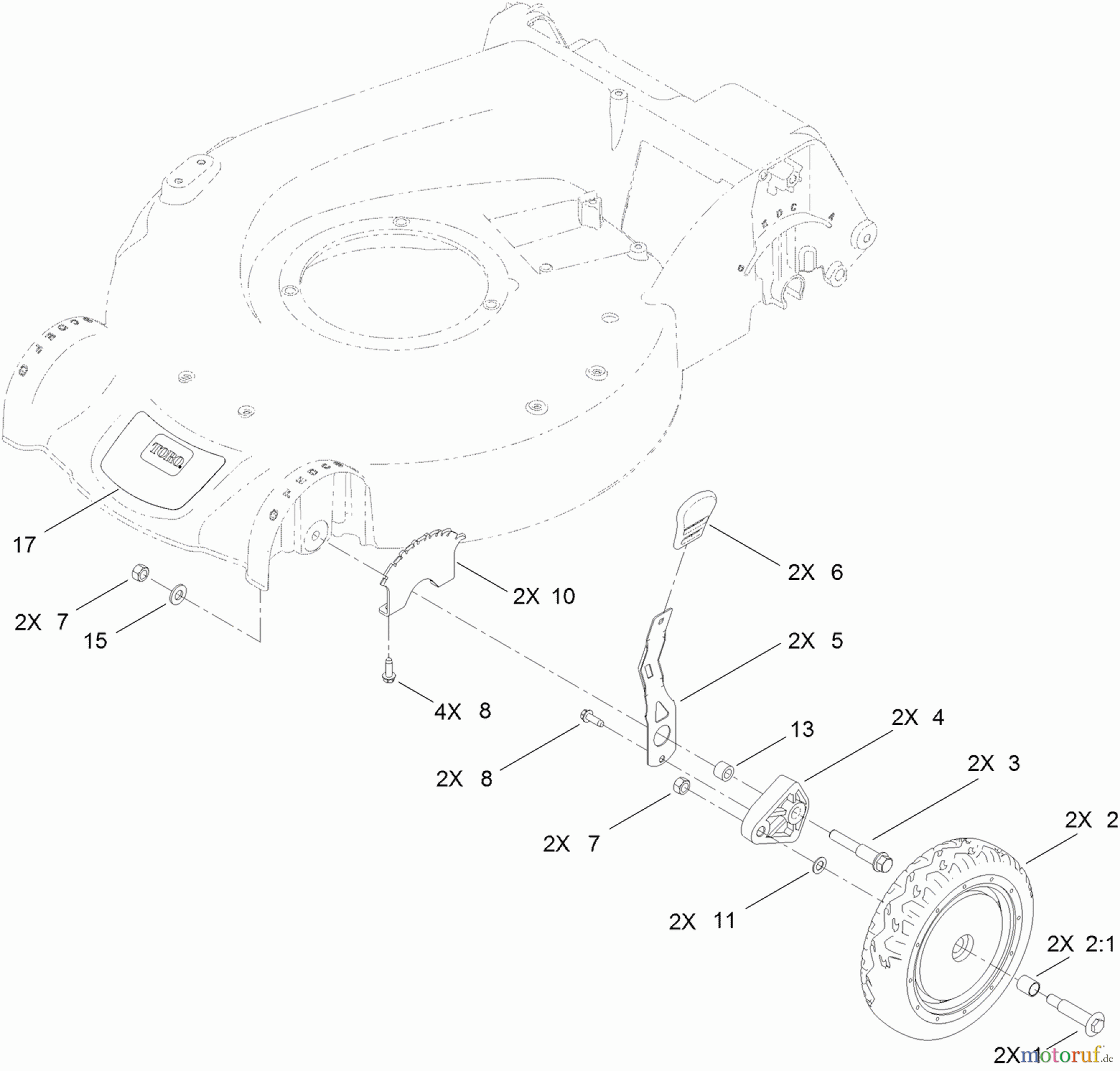  Toro Neu Mowers, Walk-Behind Seite 1 20092C - Toro Super Recycler Lawn Mower, 2011 (311000001-311999999) FRONT WHEEL AND HEIGHT-OF-CUT ASSEMBLY