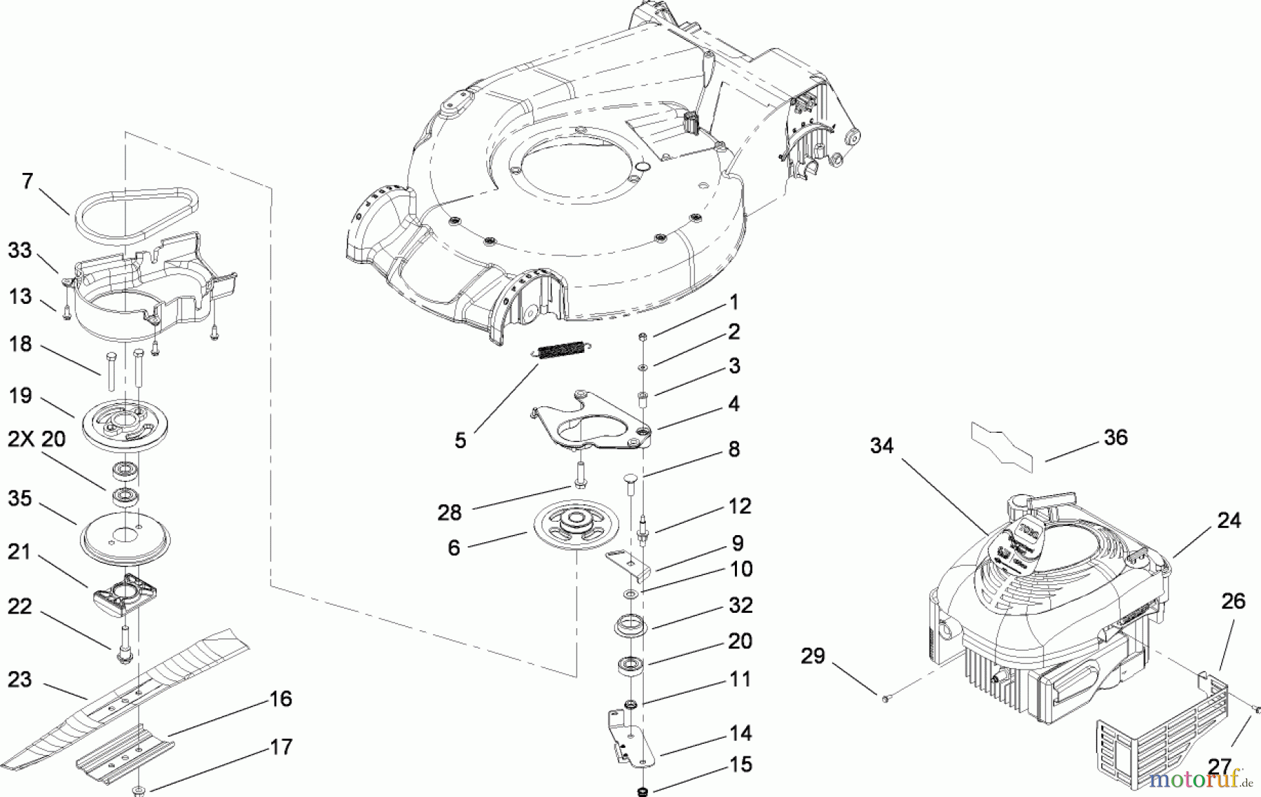  Toro Neu Mowers, Walk-Behind Seite 1 20093 - Toro Super Recycler Lawn Mower, 2008 (280000001-280999999) ENGINE ASSEMBLY