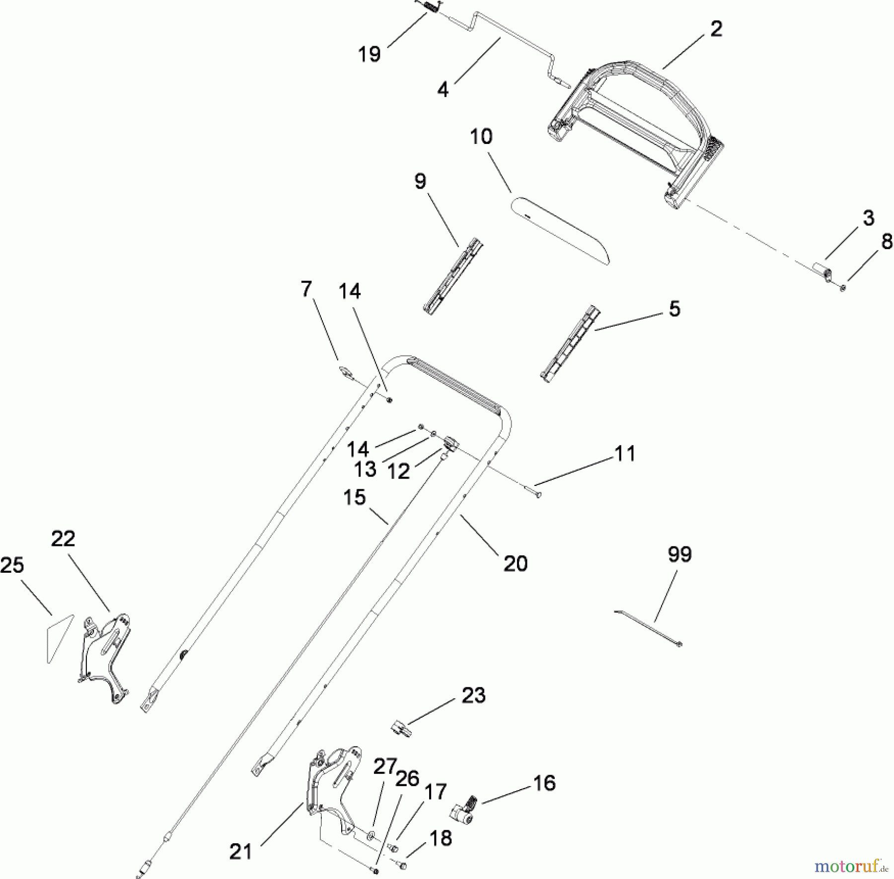  Toro Neu Mowers, Walk-Behind Seite 1 20093 - Toro Super Recycler Lawn Mower, 2008 (280000001-280999999) HANDLE ASSEMBLY