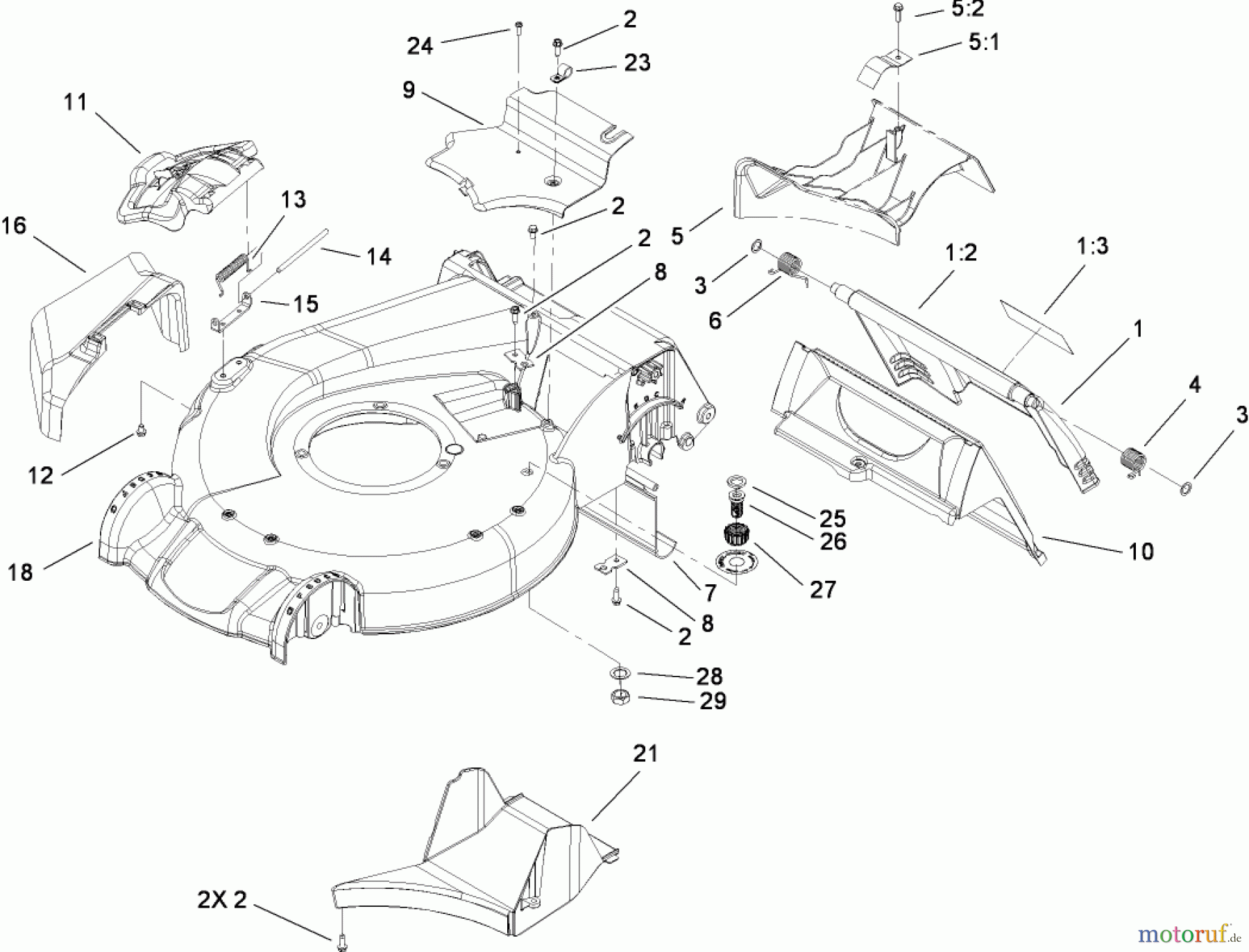  Toro Neu Mowers, Walk-Behind Seite 1 20093C - Toro Super Recycler Lawn Mower, 2008 (280000001-280999999) HOUSING ASSEMBLY