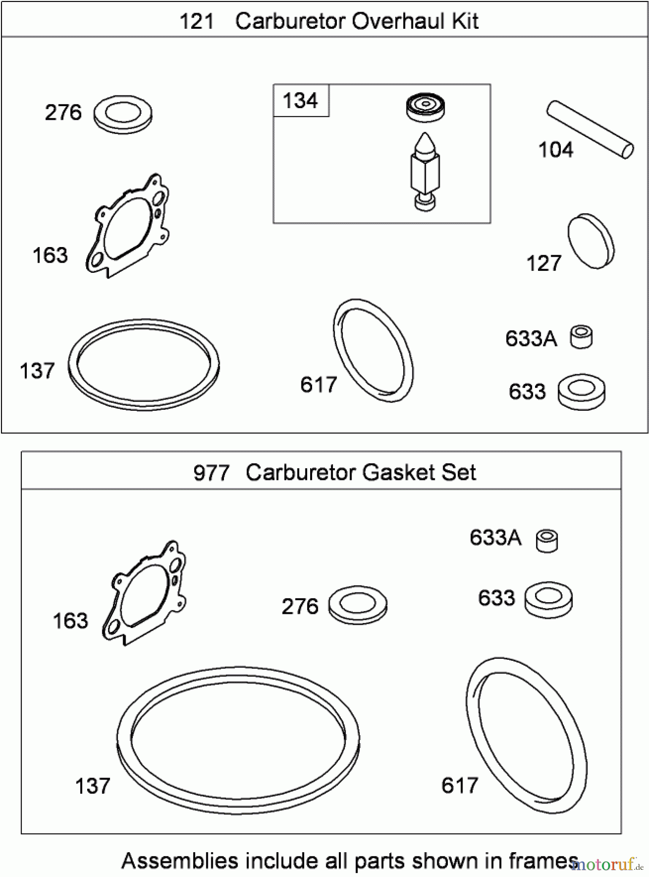  Toro Neu Mowers, Walk-Behind Seite 1 20095 - Toro Super Recycler Lawn Mower, 2008 (280000001-280999999) CARBURETOR OVERHAUL KIT BRIGGS AND STRATTON 126T07-0226-B1