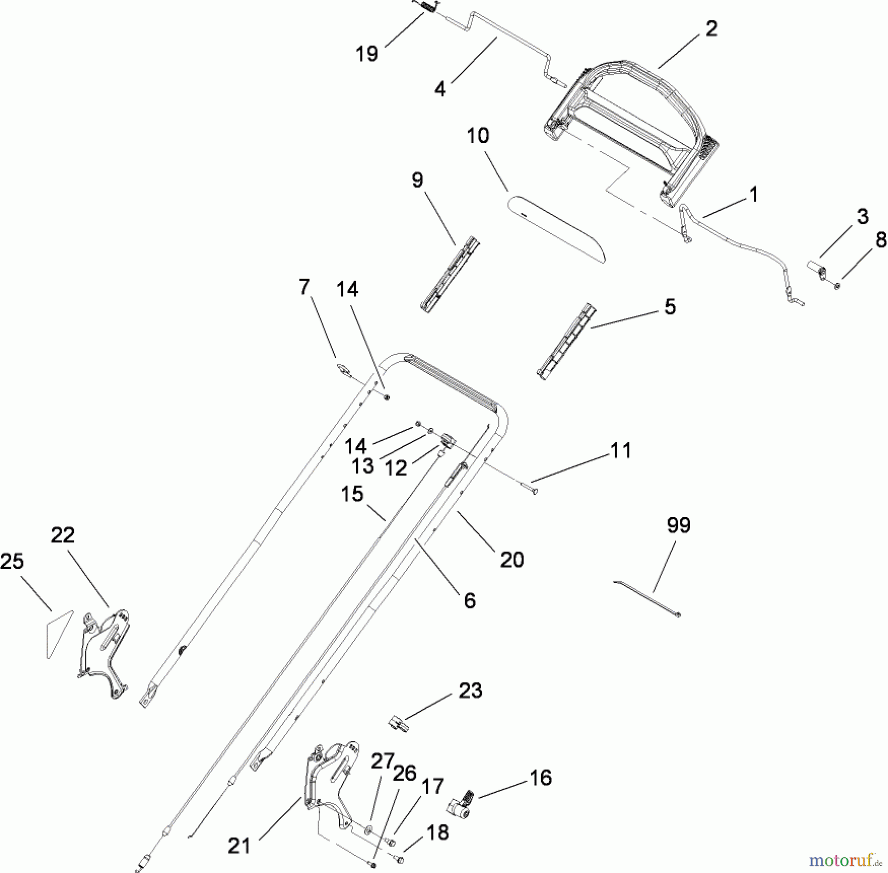  Toro Neu Mowers, Walk-Behind Seite 1 20095 - Toro Super Recycler Lawn Mower, 2009 (290000001-290999999) HANDLE ASSEMBLY