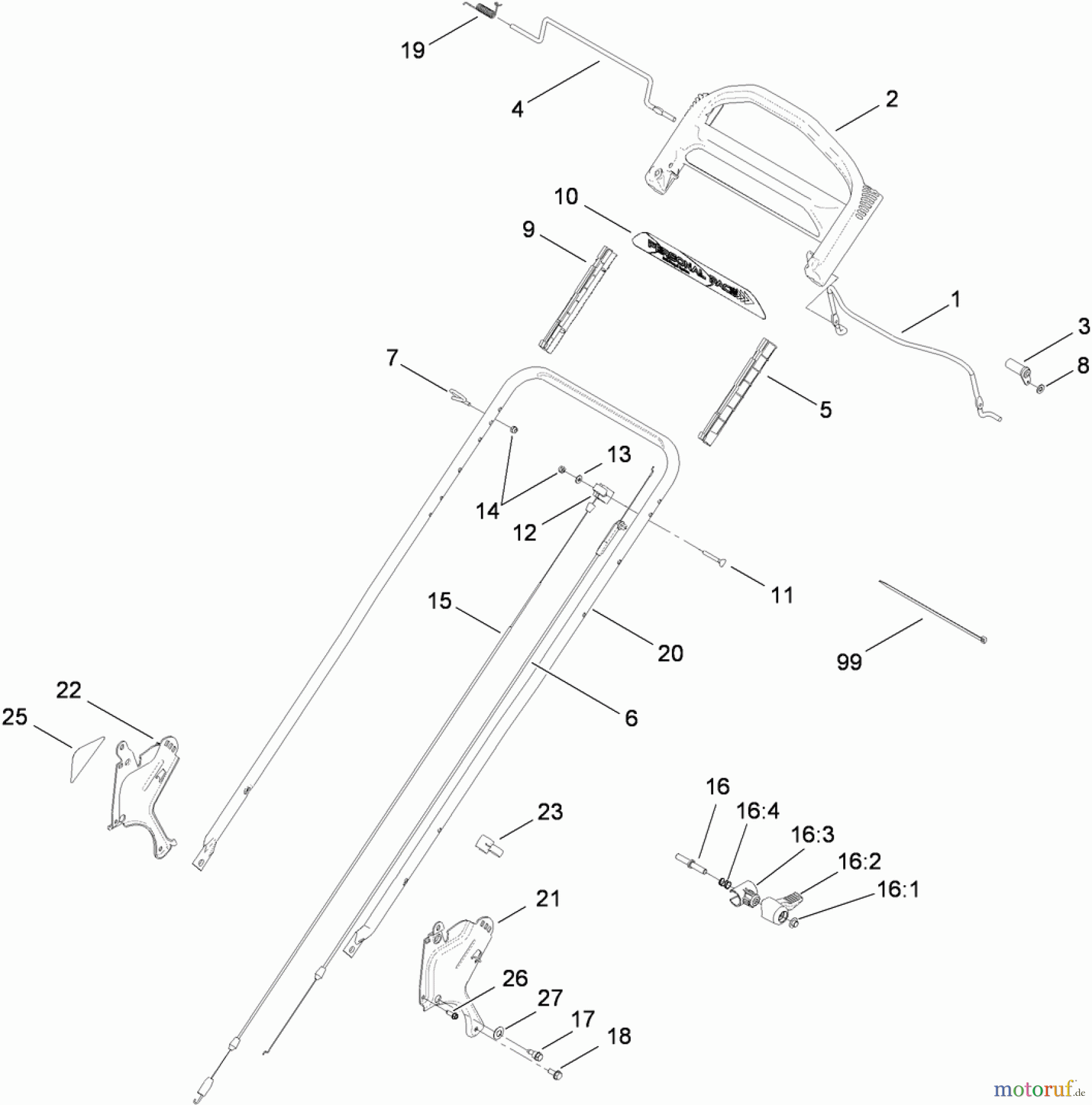  Toro Neu Mowers, Walk-Behind Seite 1 20095 - Toro Super Recycler Lawn Mower, 2010 (310004923-310999999) HANDLE ASSEMBLY