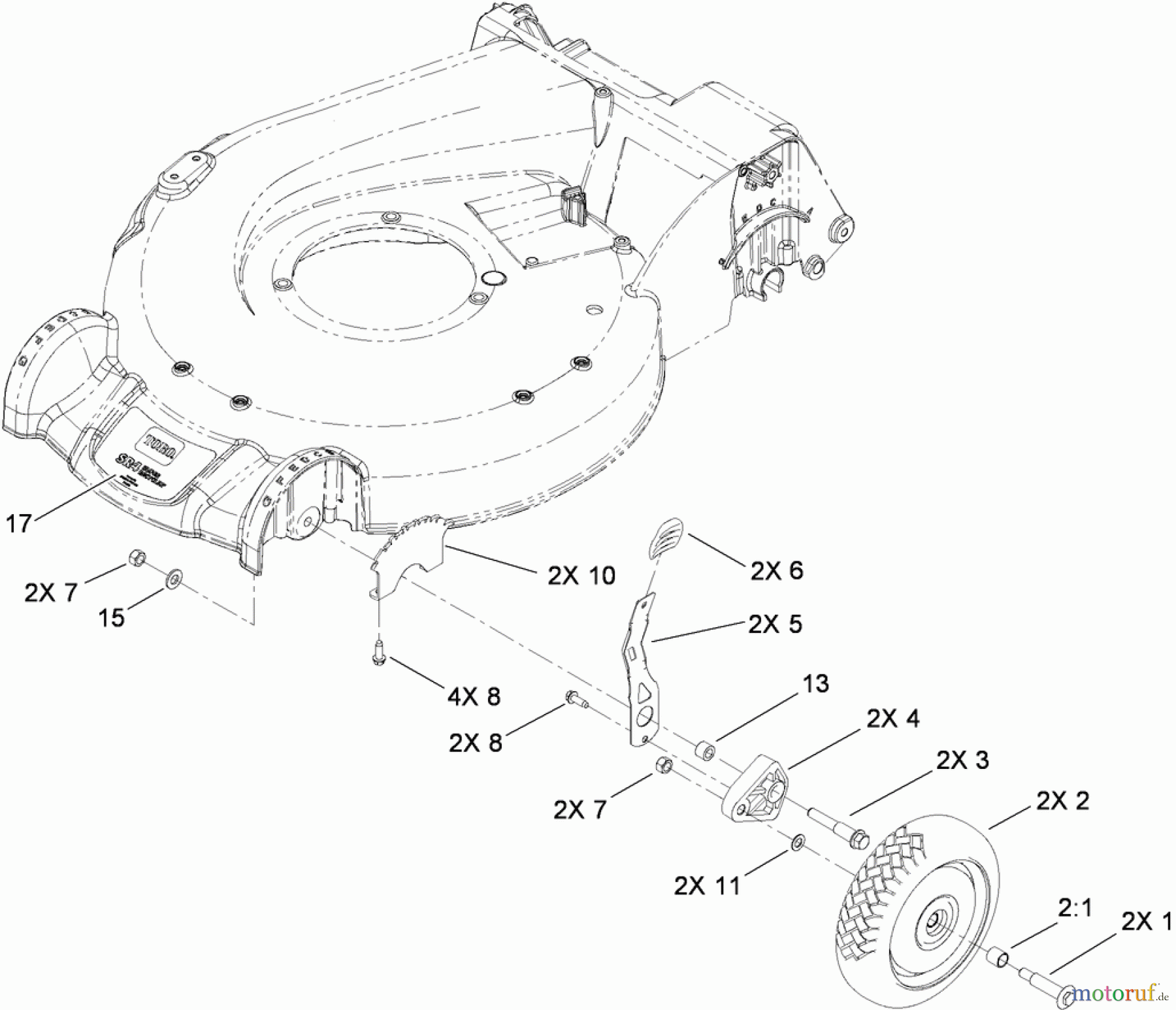  Toro Neu Mowers, Walk-Behind Seite 1 20095C - Toro Super Recycler Lawn Mower, 2009 (290000001-290999999) FRONT WHEEL AND HEIGHT-OF-CUT ASSEMBLY