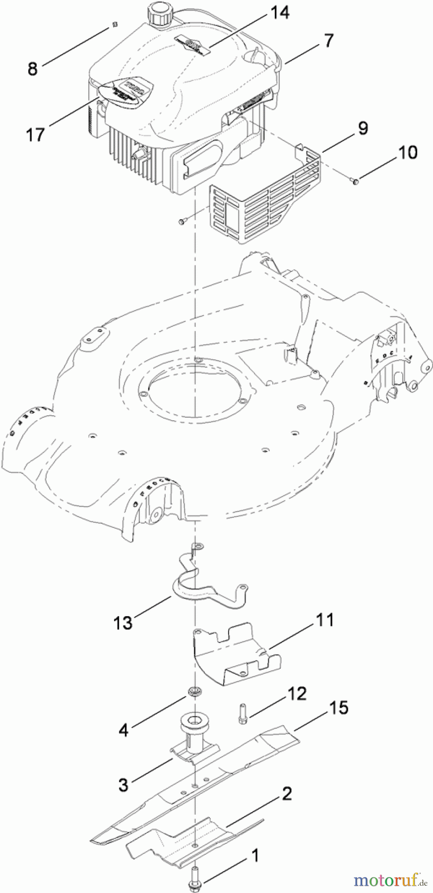  Toro Neu Mowers, Walk-Behind Seite 1 20095C - Toro Super Recycler Lawn Mower, 2010 (310000001-310999999) ENGINE AND BLADE ASSEMBLY