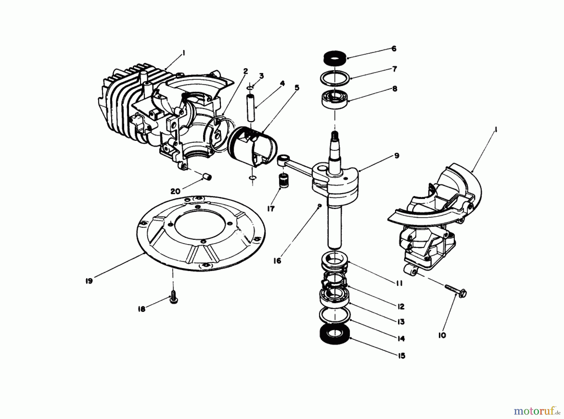  Toro Neu Mowers, Walk-Behind Seite 1 20103 - Toro Lawnmower, 1991 (1000001-1999999) CRANK SHAFT ASSEMBLY (MODEL NO. 47PL0-1)