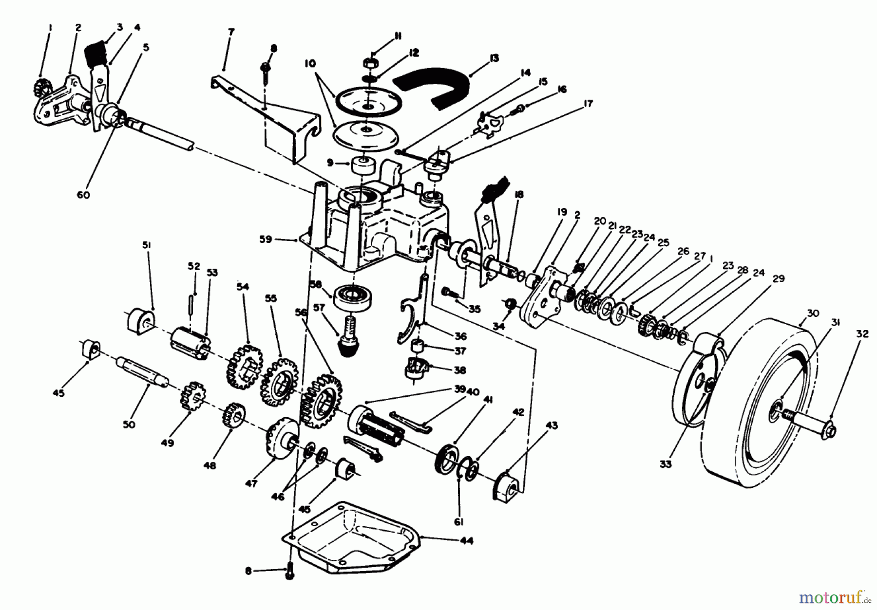  Toro Neu Mowers, Walk-Behind Seite 1 20106 - Toro Lawnmower, 1991 (1000001-1999999) GEAR CASE ASSEMBLY