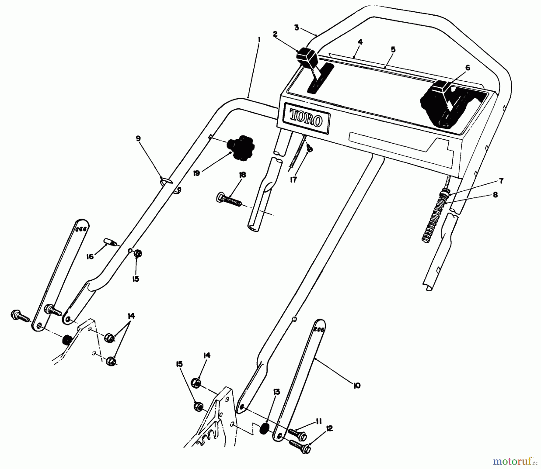  Toro Neu Mowers, Walk-Behind Seite 1 20106 - Toro Lawnmower, 1991 (1000001-1999999) HANDLE ASSEMBLY