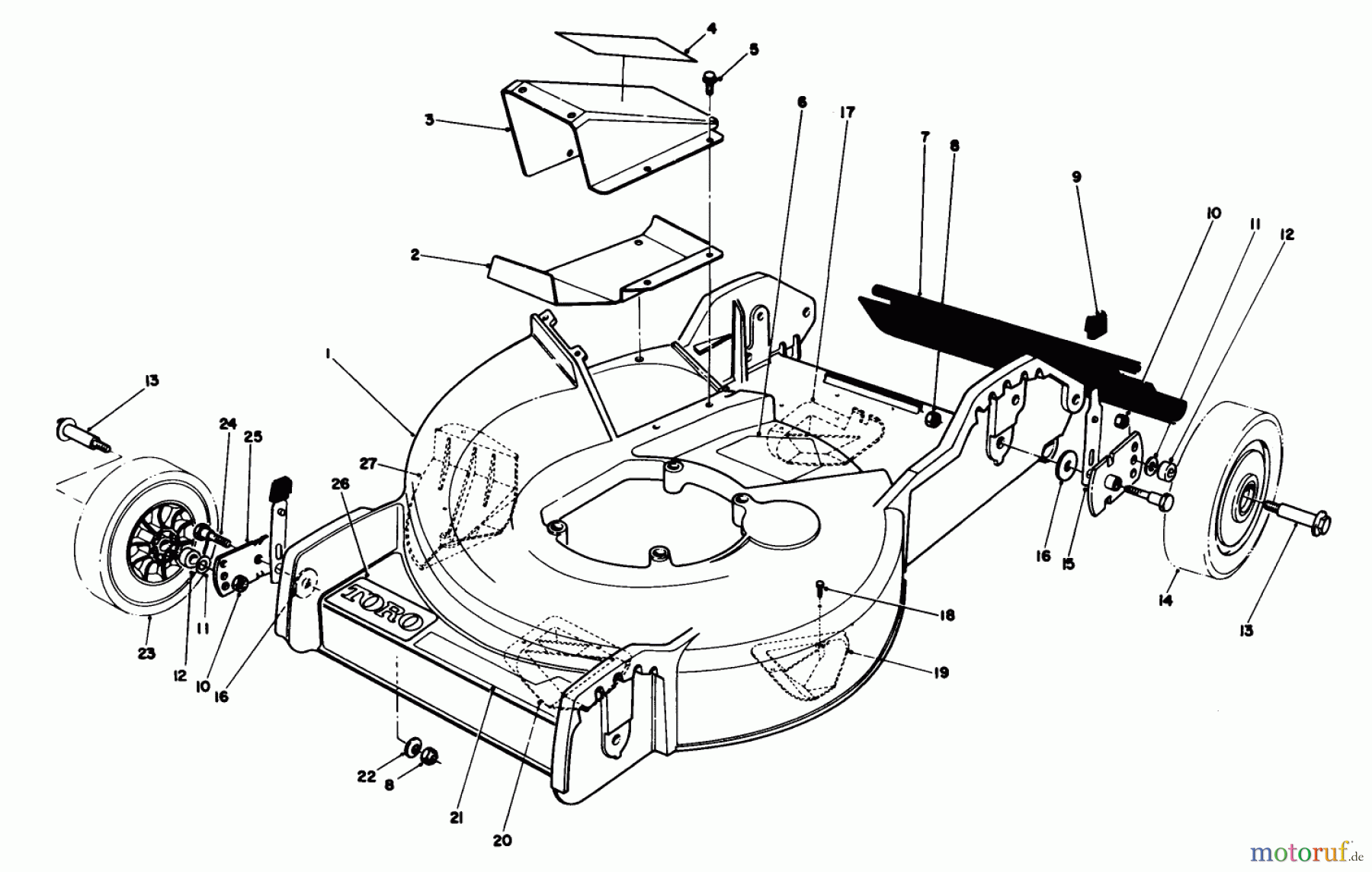  Toro Neu Mowers, Walk-Behind Seite 1 20180 - Toro Lawnmower, 1992 (2000001-2999999) HOUSING ASSEMBLY