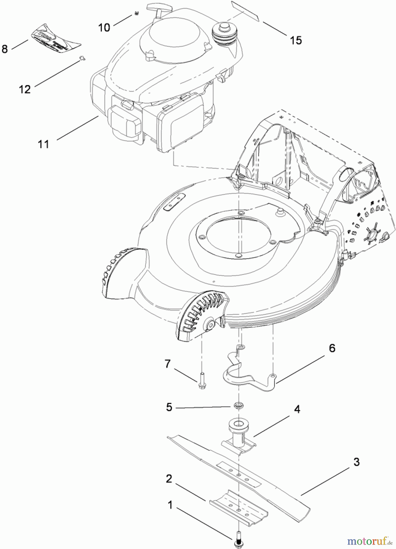  Toro Neu Mowers, Walk-Behind Seite 1 20192 - Toro Super Bagger Lawn Mower, 2010 (310000001-310999999) ENGINE AND BLADE ASSEMBLY