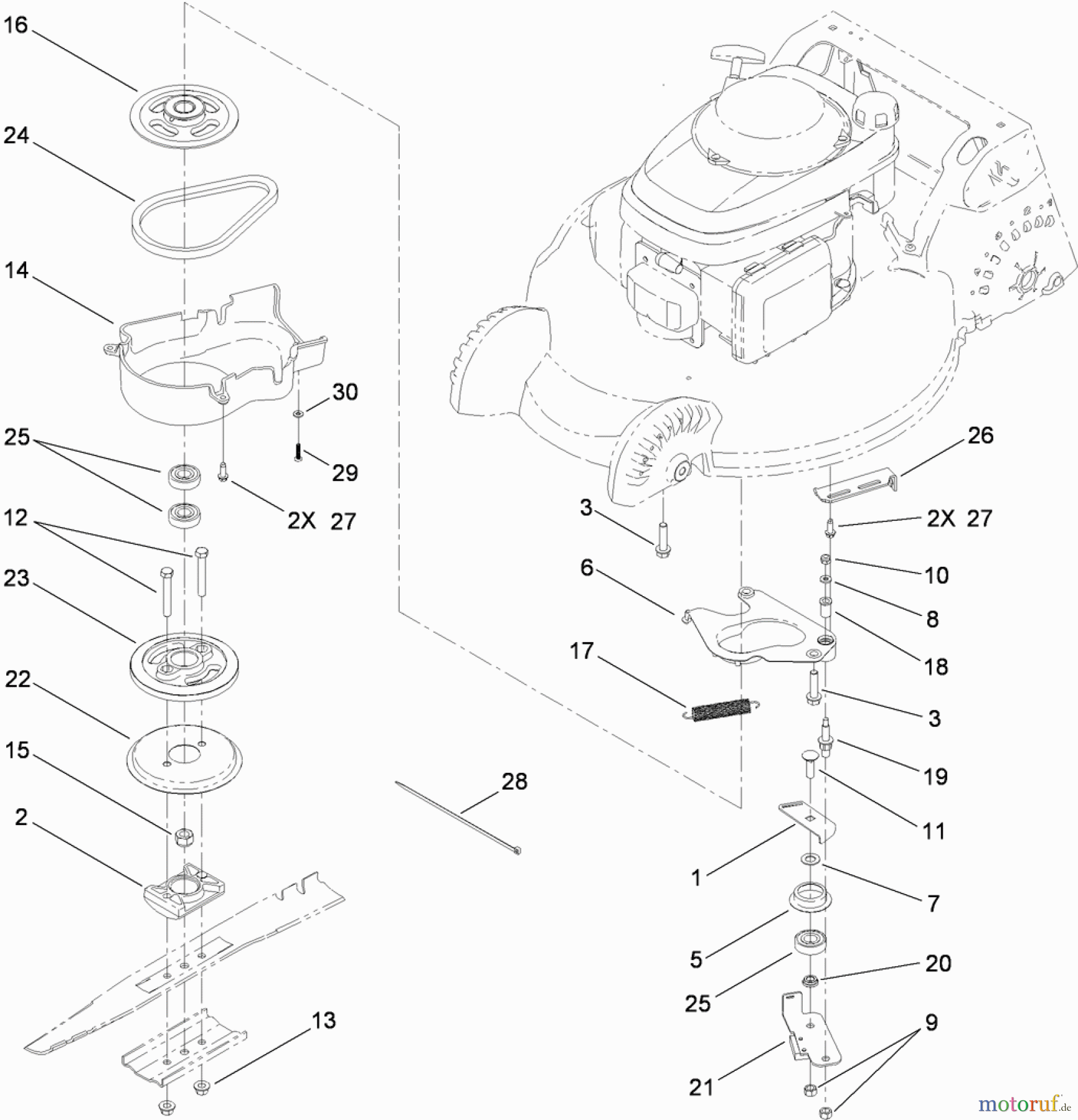  Toro Neu Mowers, Walk-Behind Seite 1 20197 - Toro Super Bagger Lawn Mower, 2011 (311000001-311999999) BLADE BRAKE CONTROL ASSEMBLY