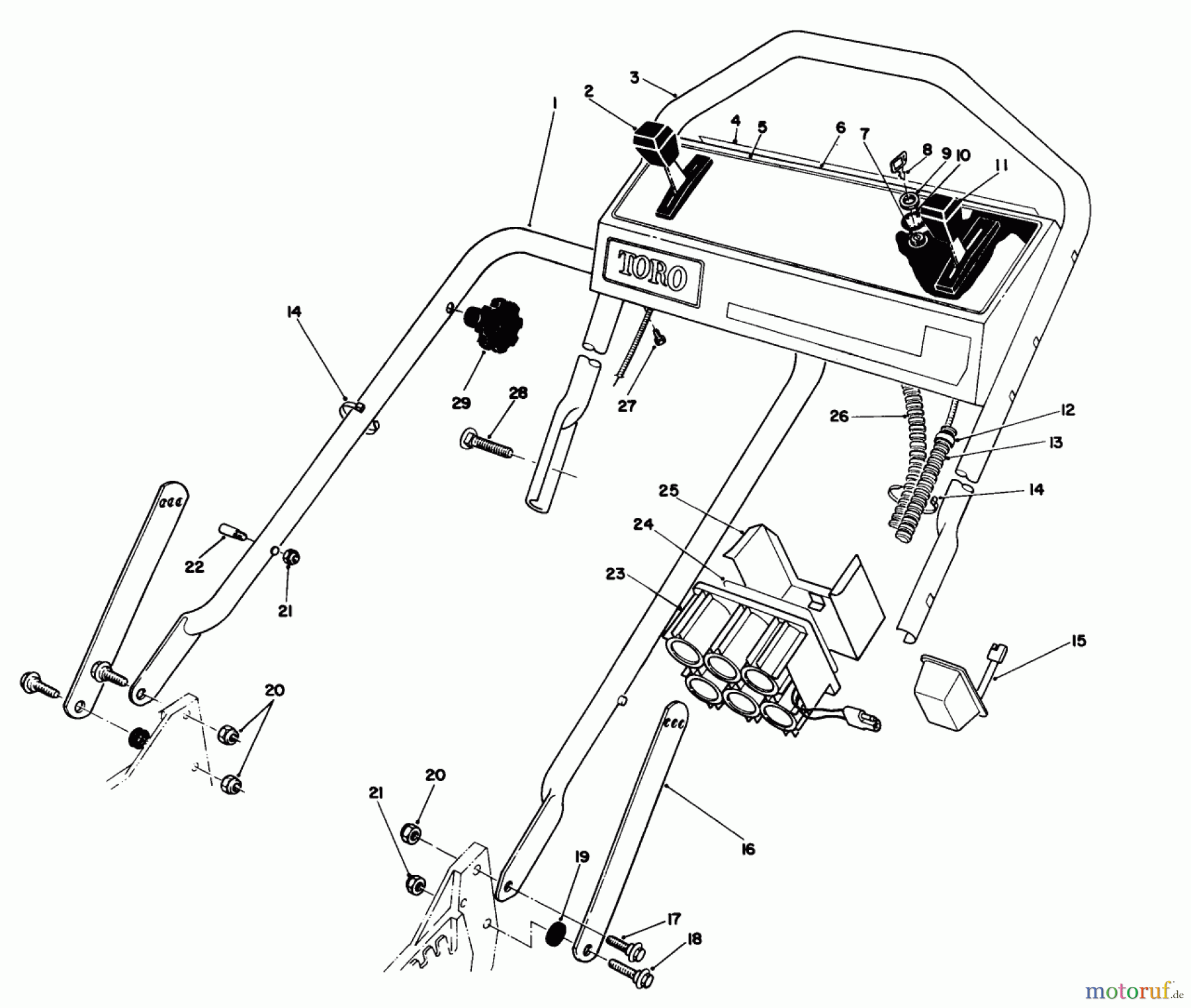  Toro Neu Mowers, Walk-Behind Seite 1 20210 - Toro Lawnmower, 1991 (1000001-1999999) HANDLE ASSEMBLY